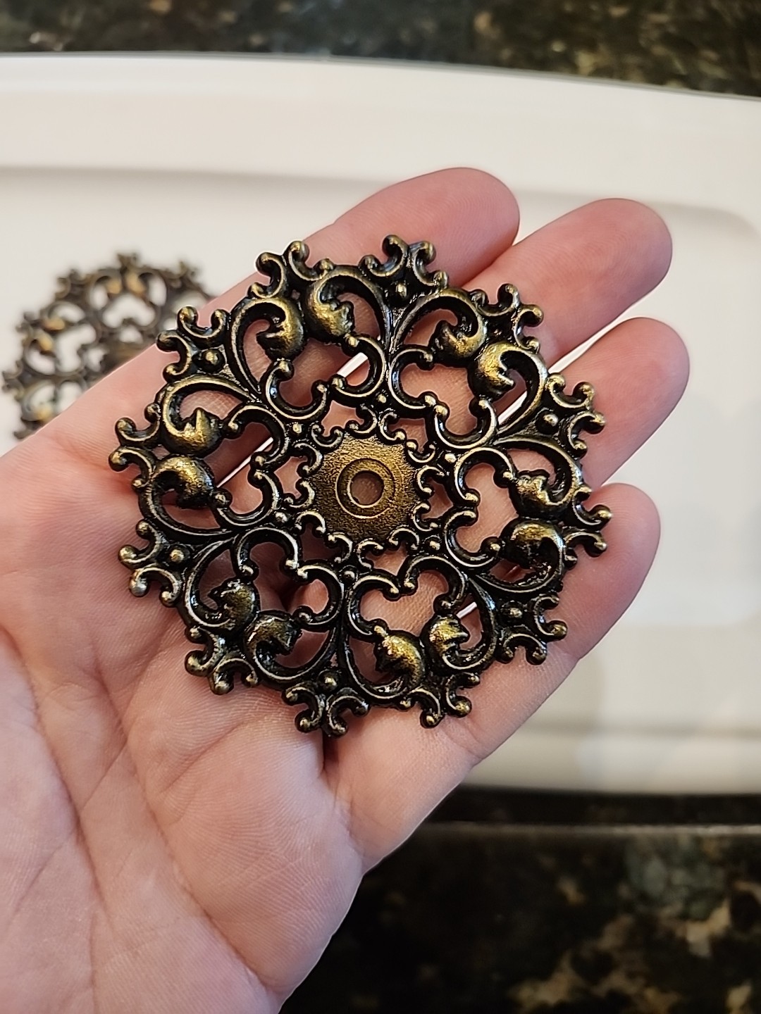 2 Vintage Brass Ornate Cabinet/Drawer Backplates – Japan
