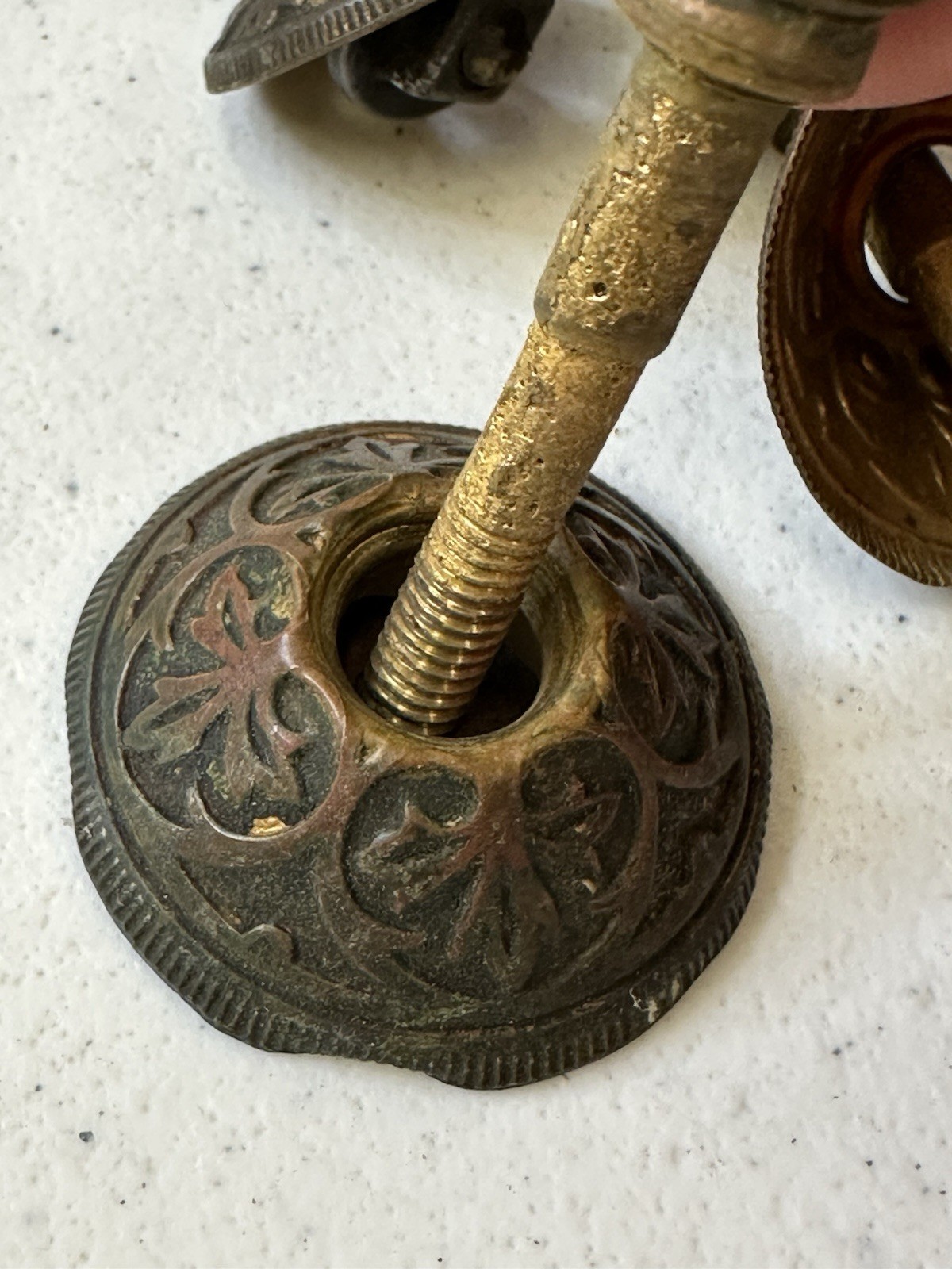 Antique Victorian Eastlake Teardrop Pulls – Set of 6 Black Wood & Ornate Brass