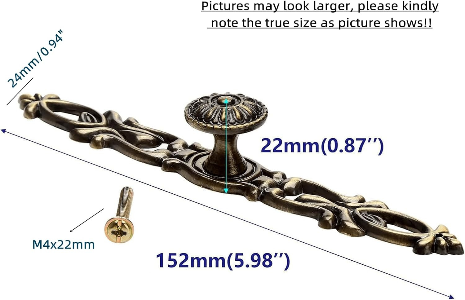 2Pcs Vintage Style Pulls Handles, Antique Bronze Cabinet Knobs for Furniture Dra
