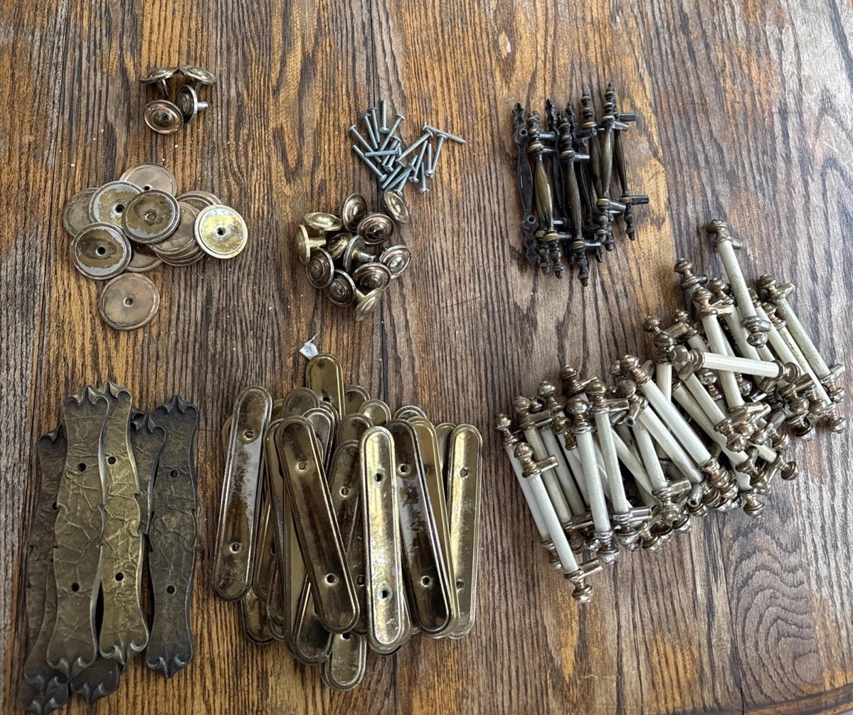 LARGE lot Of Vintage/antique Door Drawer Pulls And Backplates