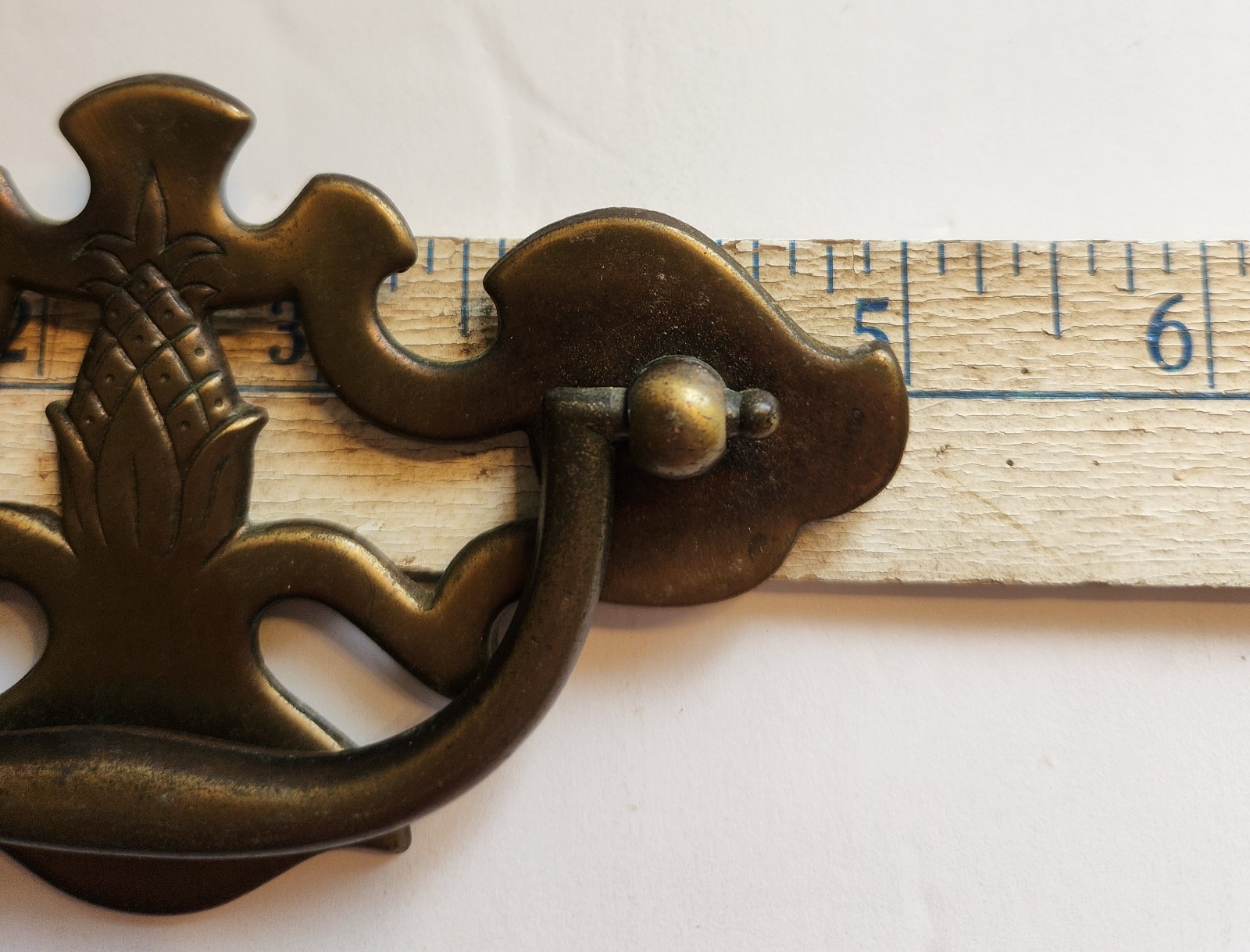 Vintage Chippendale Bat Wing Zinc/Brass Drop Bail Drawer Pull Handle 3.5″ Center