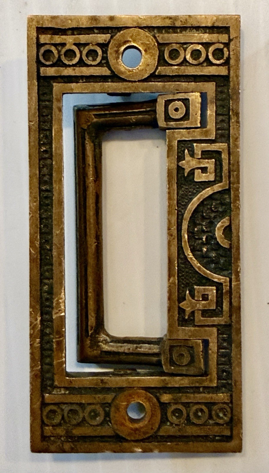 Antique 1890s Eastlake Solid Brass Pocket Door Pull Recessed Handle No Backplate