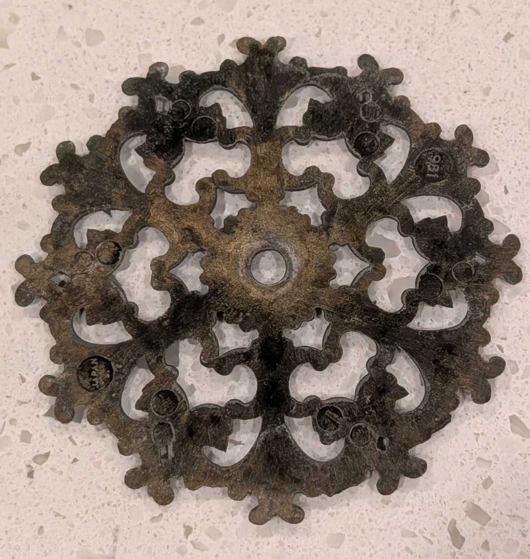 Vintage Drawer Pull W/Backplate (4) Escutcheon Ornate Filagree Brass From Japan