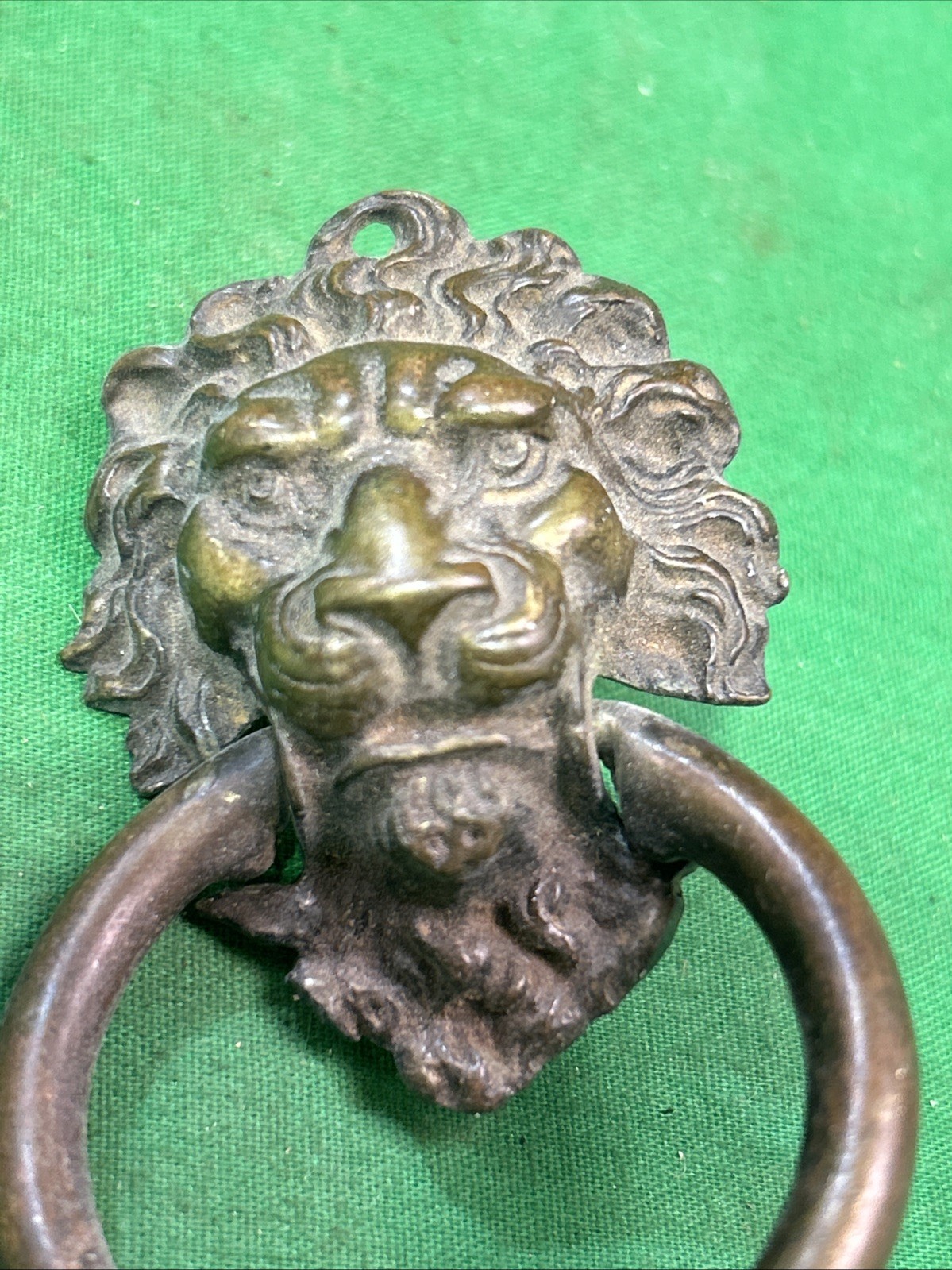 VINTAGE BRASS LION HEAD DRESSER CHEST DRAWER CABINET RING PULL