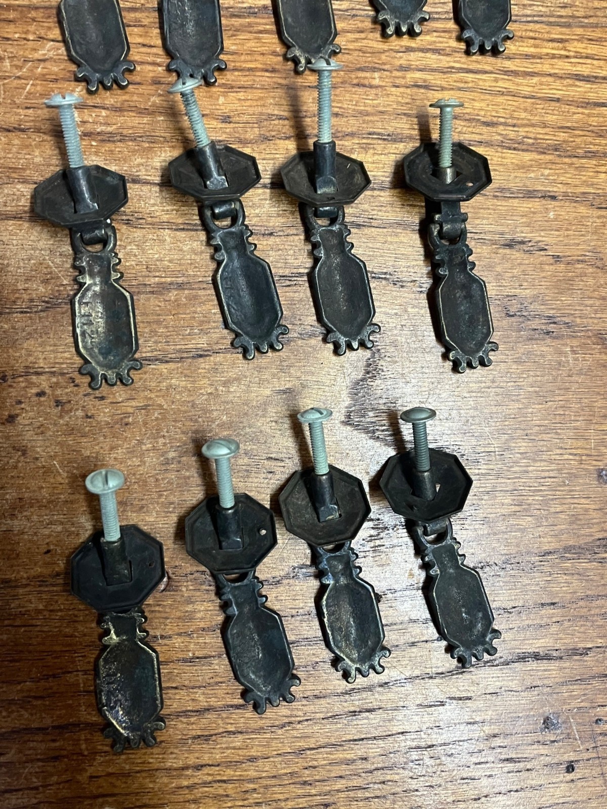 13 Vintage Art Deco Waterfall Dresser Drawer Pulls Brass Furniture Hardware