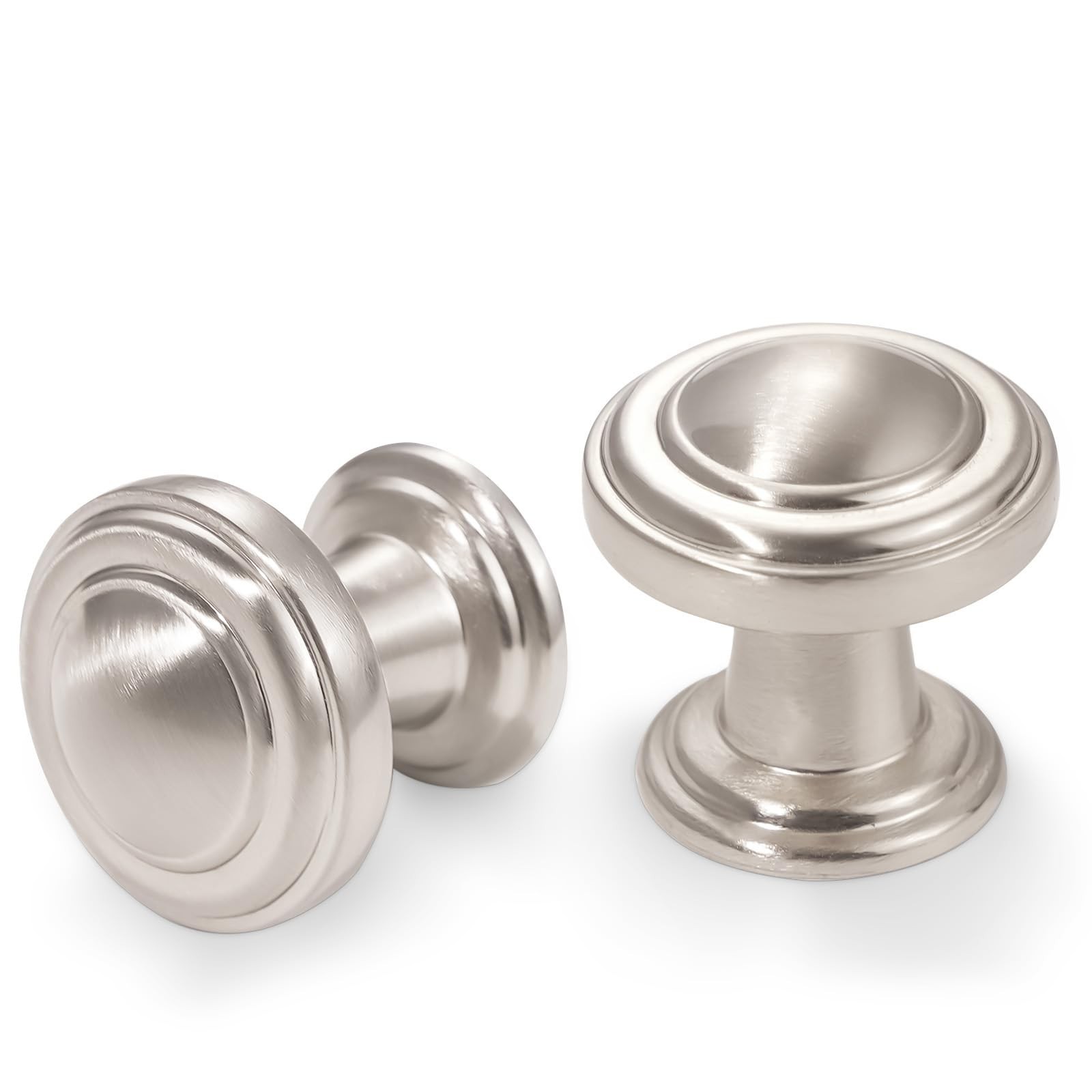 10 Pack Brushed Satin Nickel Kitchen Cabinet Knobs Round Zinc Alloy Cabinet K…