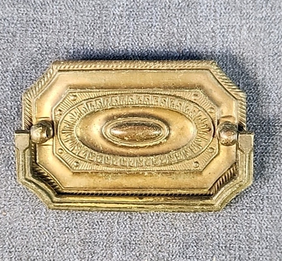 Vintage Eastlake Victorian Geometric Handle Brass Draw Pulls Set of 10 mADM