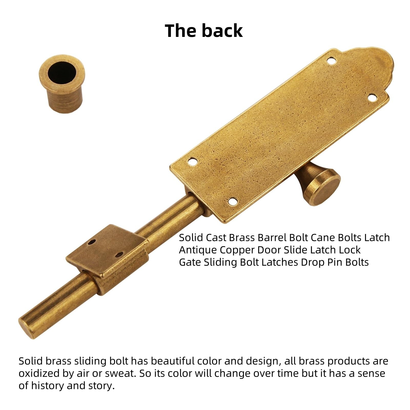 Antique Copper Barrel Bolt Buckle Heavy Duty,Vintage Solid Brass Thickened Do…