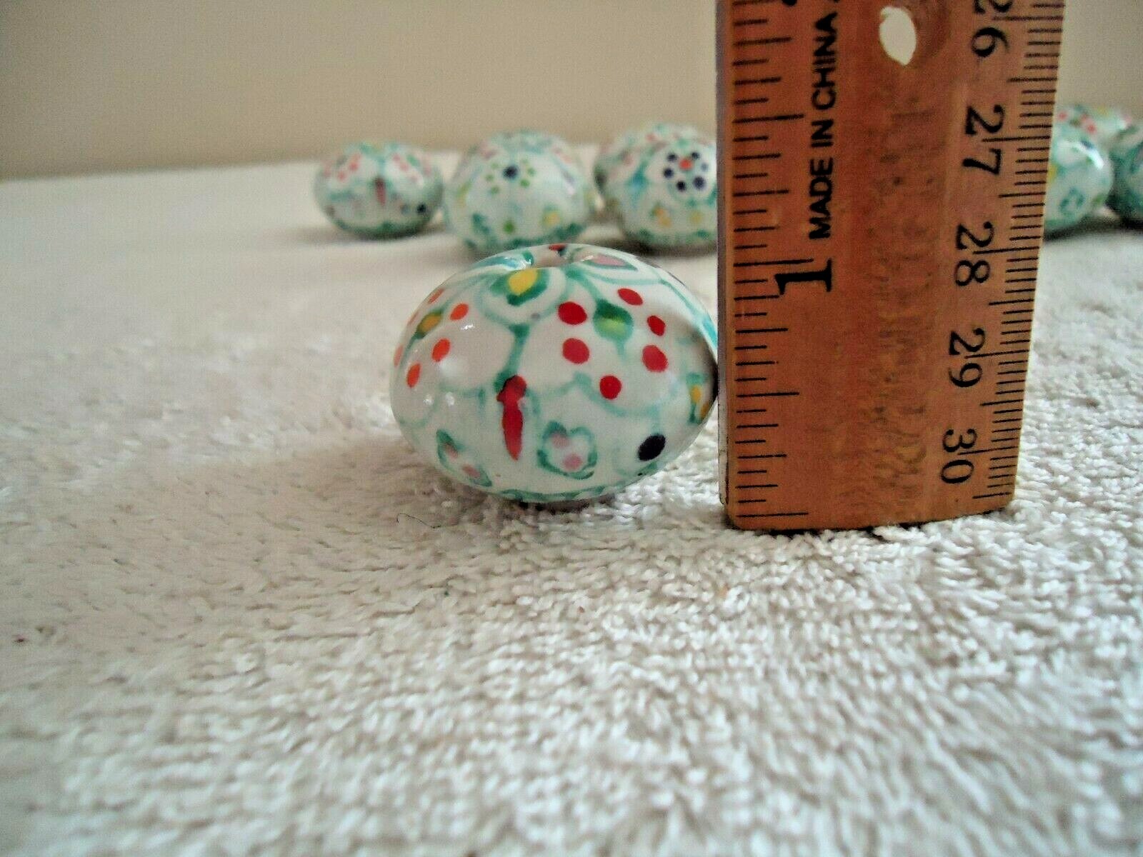 Vintage Set Of 12 Round Ceramic Floral Themed Drawer Pulls With Hardware