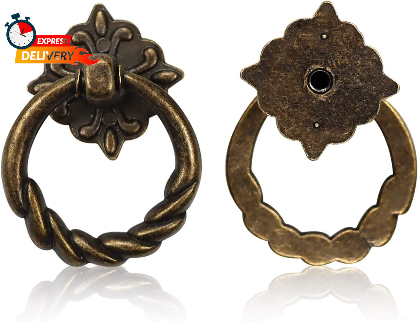 Chris.W 6Pcs Vintage Bronze Drop Ring Knobs Pulls Handles for Dresser Drawer Ant