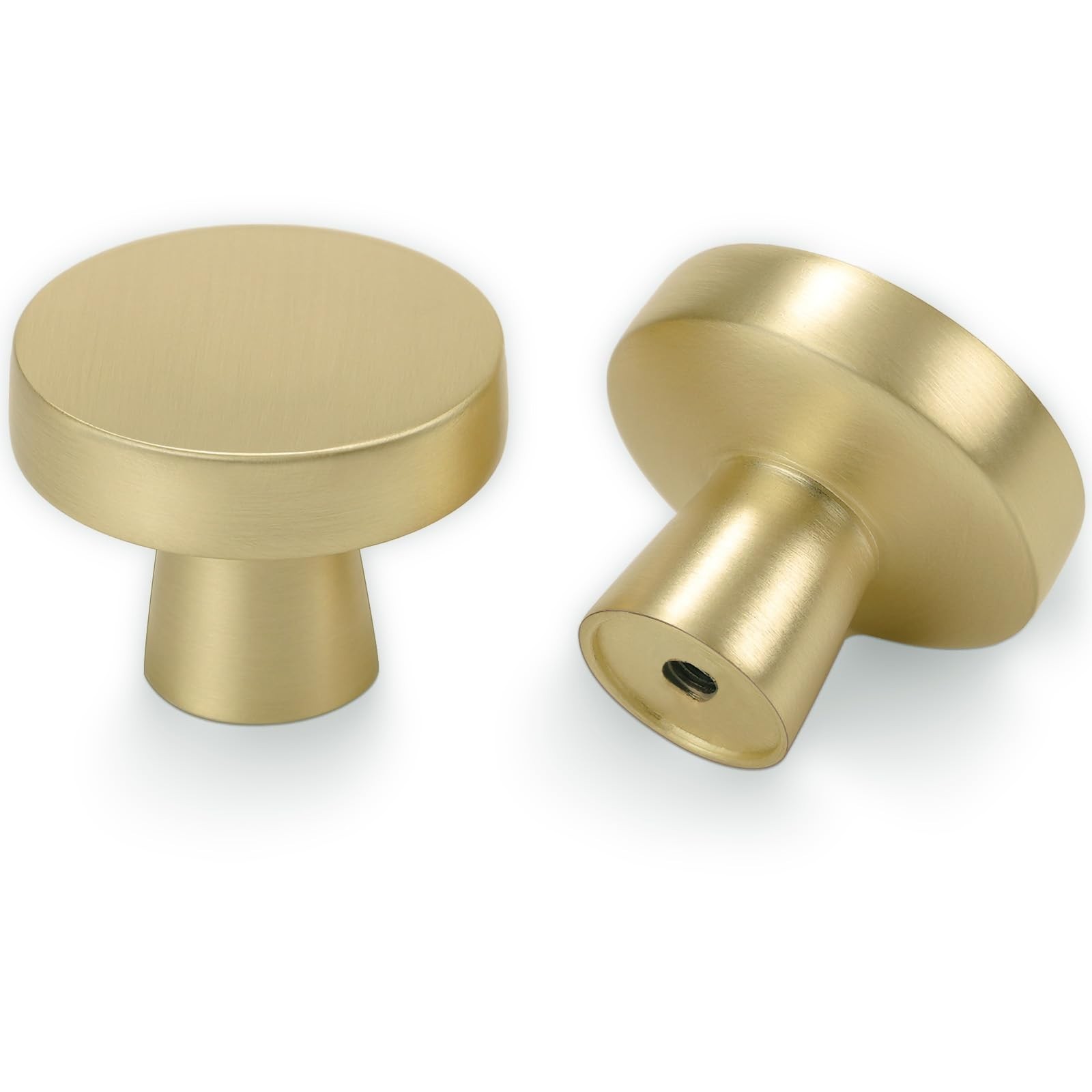 10 Pack Brushed Brass Kitchen Cabinet Knobs – Gold Drawer Handles, Zinc Alloy…