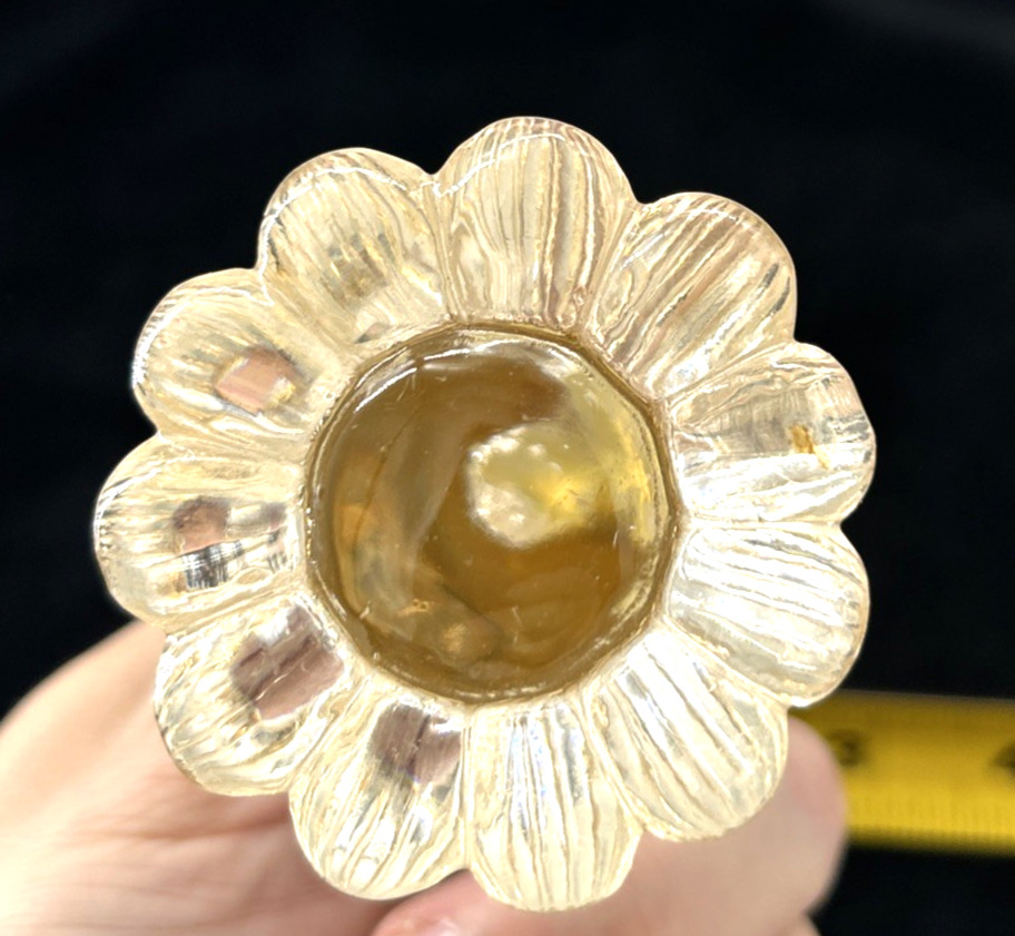 6 Vintage Clear Glass Drawer Cabinet Knob Flower Design Furniture Hardware Pull