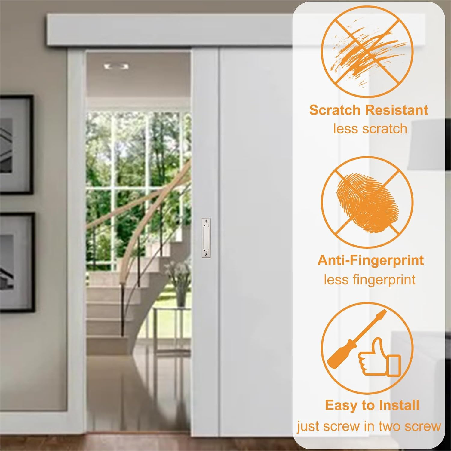180MM Rectangual Recessed Sliding Door Handle, 4pcs Brushed Steel Flush Pulls Al