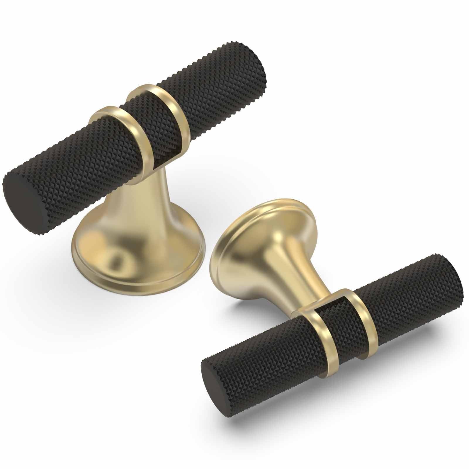 30 Pack Cabinet knurled Knobs Matte Black and Brushed Gold Kitchen Cabinet Kn…