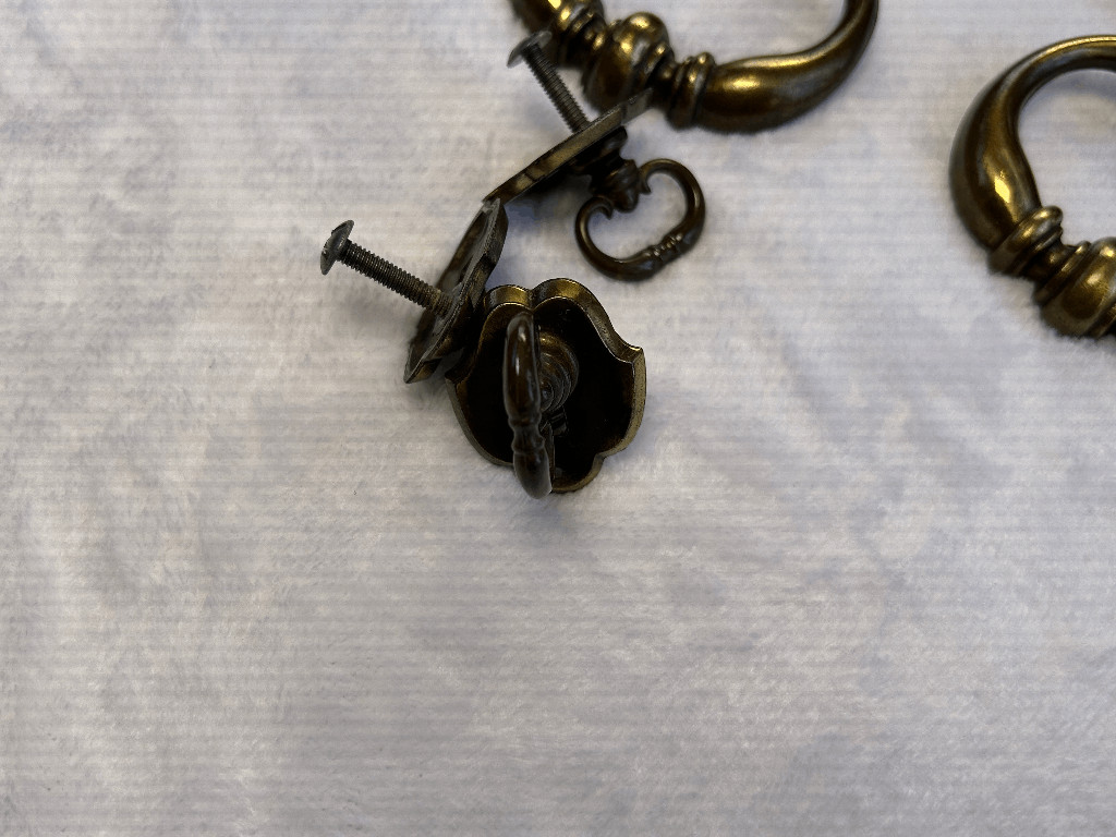 Vintage Drawer Pulls/Handles Mixed Lot, Three of Each, Lock & Key Style Brass
