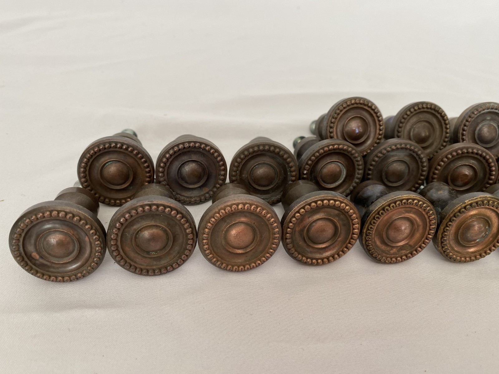 23 Vintage Solid Brass Cabinet Knobs Beaded Design Copper Finish Drawer Pulls