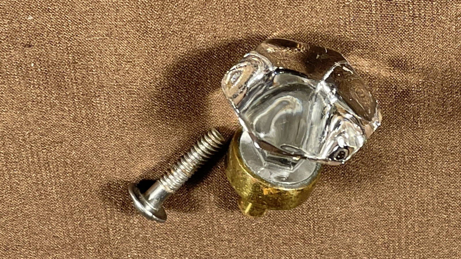 Antique Original Dental Medical Cabinet Glass Drawer Knob Pull Hardware