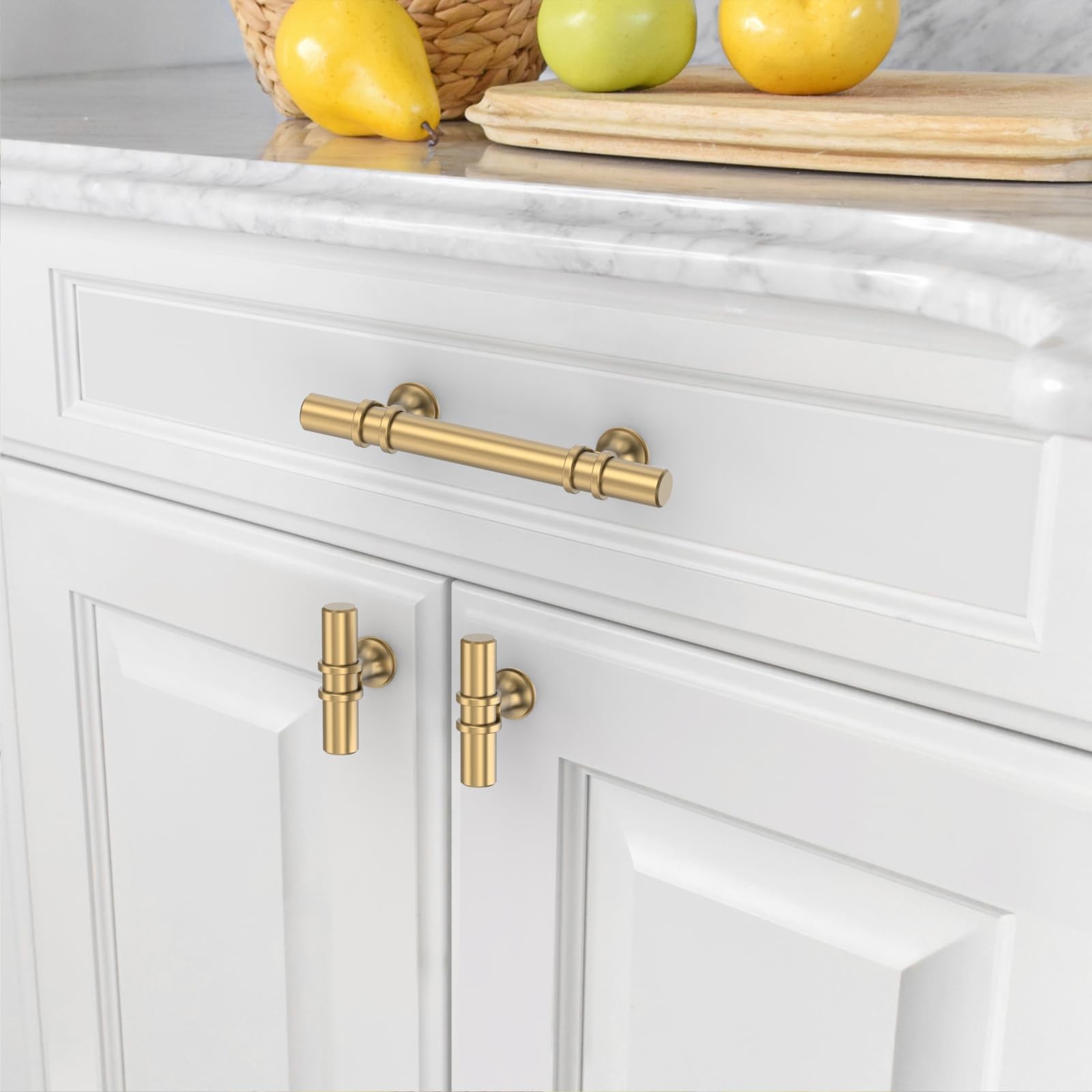 Amerdeco 10 Pack Champagne Bronze Cabinet Pulls 3 Inch76Mm Hole Centers Kitchen