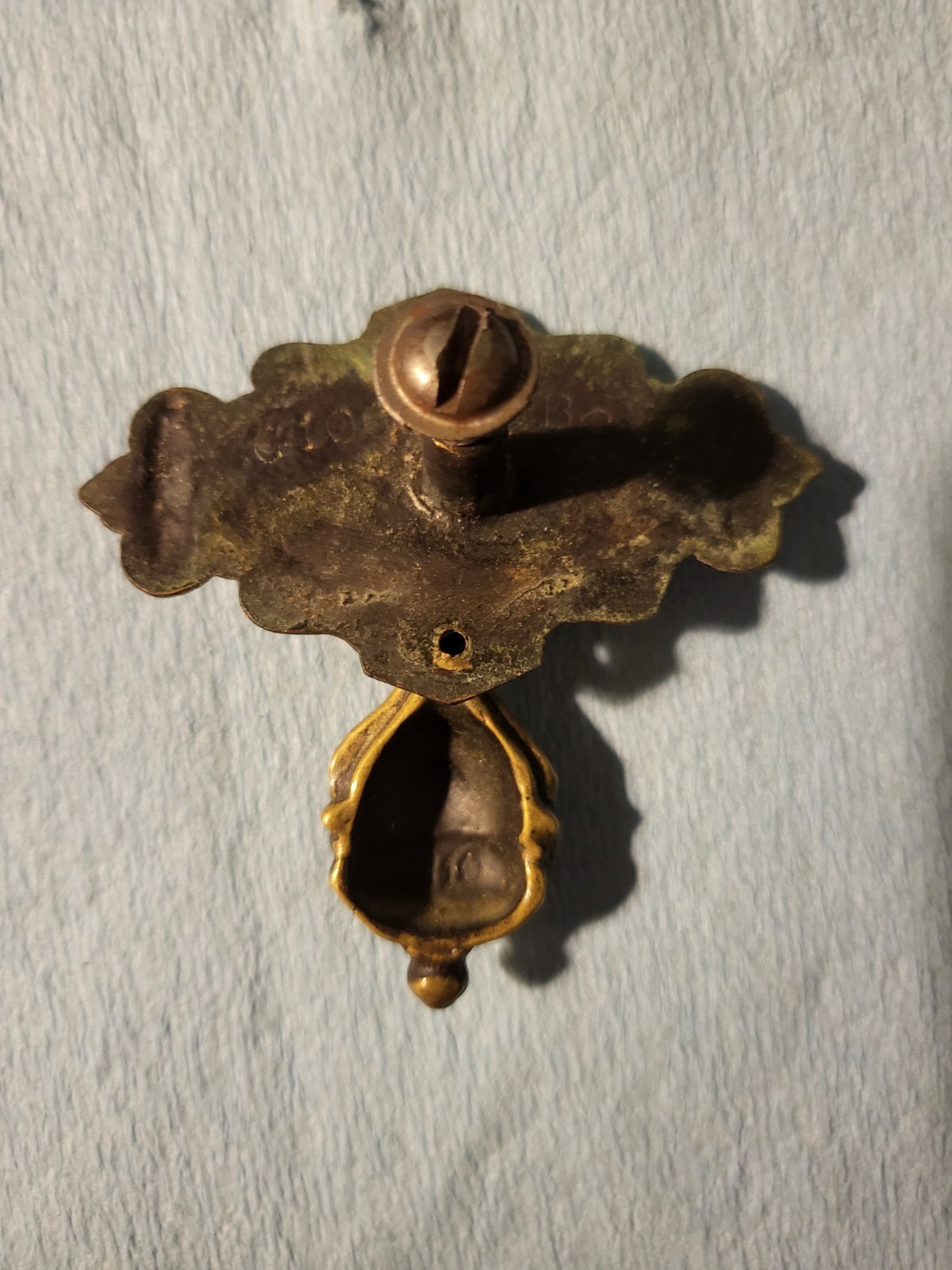 Two Vintage Keeler Brass Company Dangling Escutcheon Brass Drawer Pulls 2.5″ w