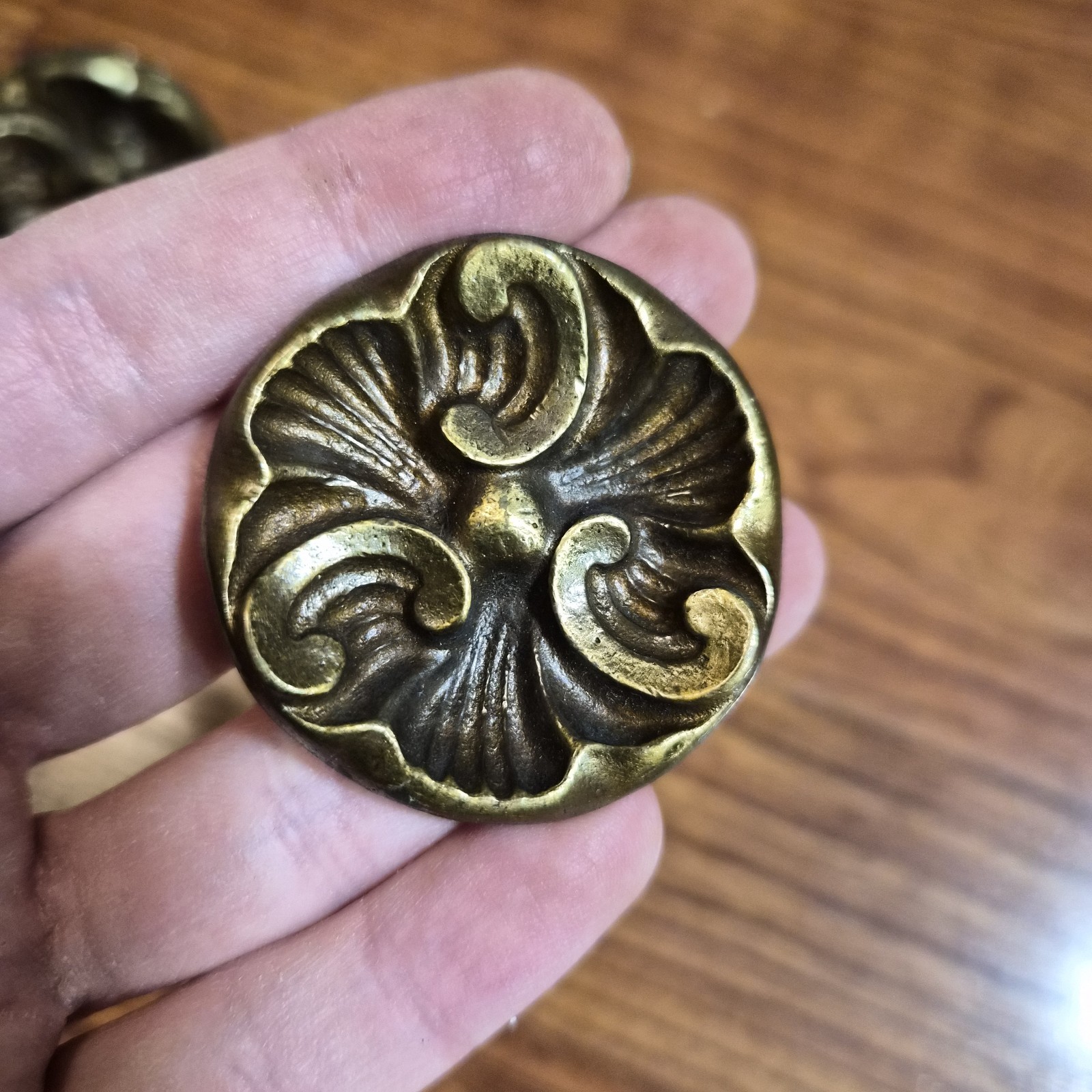 7 Vintage/Antique Large French Provincial Knobs NOS Hard to find / Rare Brass