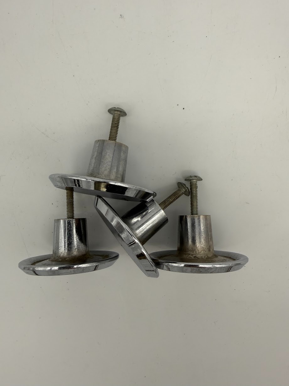 Vintage Chrome Cabinet Drawer Pull Knobs Mid Century 1. 5″ Diameter Lot Set 4