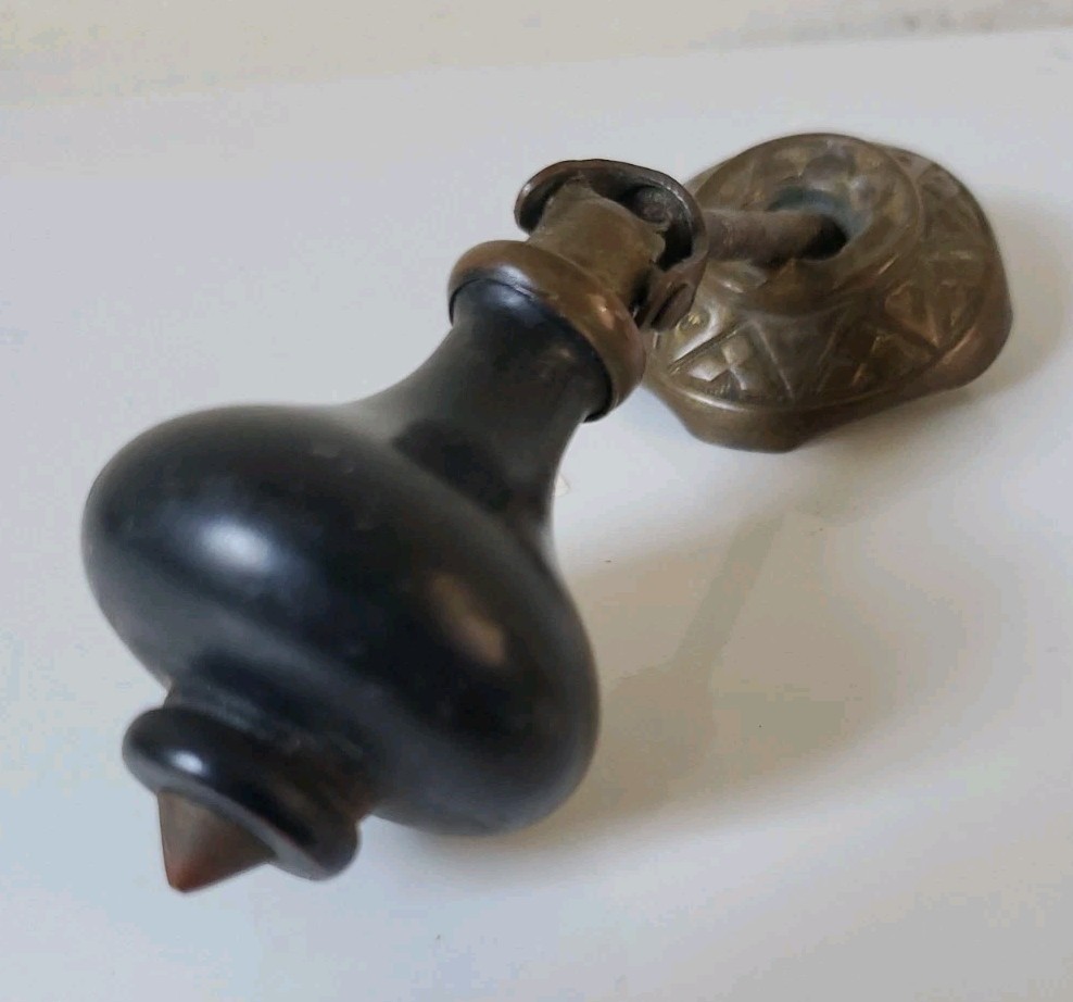 Atq Victorian Eastlake Teardrop Drawer Pulls Set 12 Black Wood & Metal + Extras