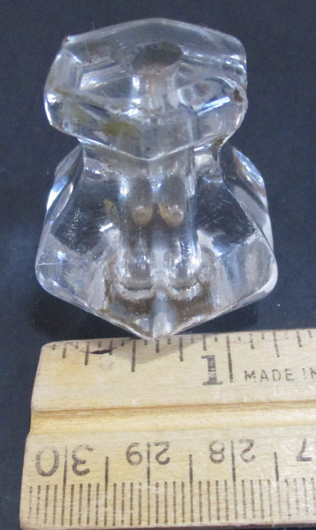 Hexagonal Clear Glass Drawer Knobs 6 Sided Dresser or Cabinet Pulls Salvage 6 PC