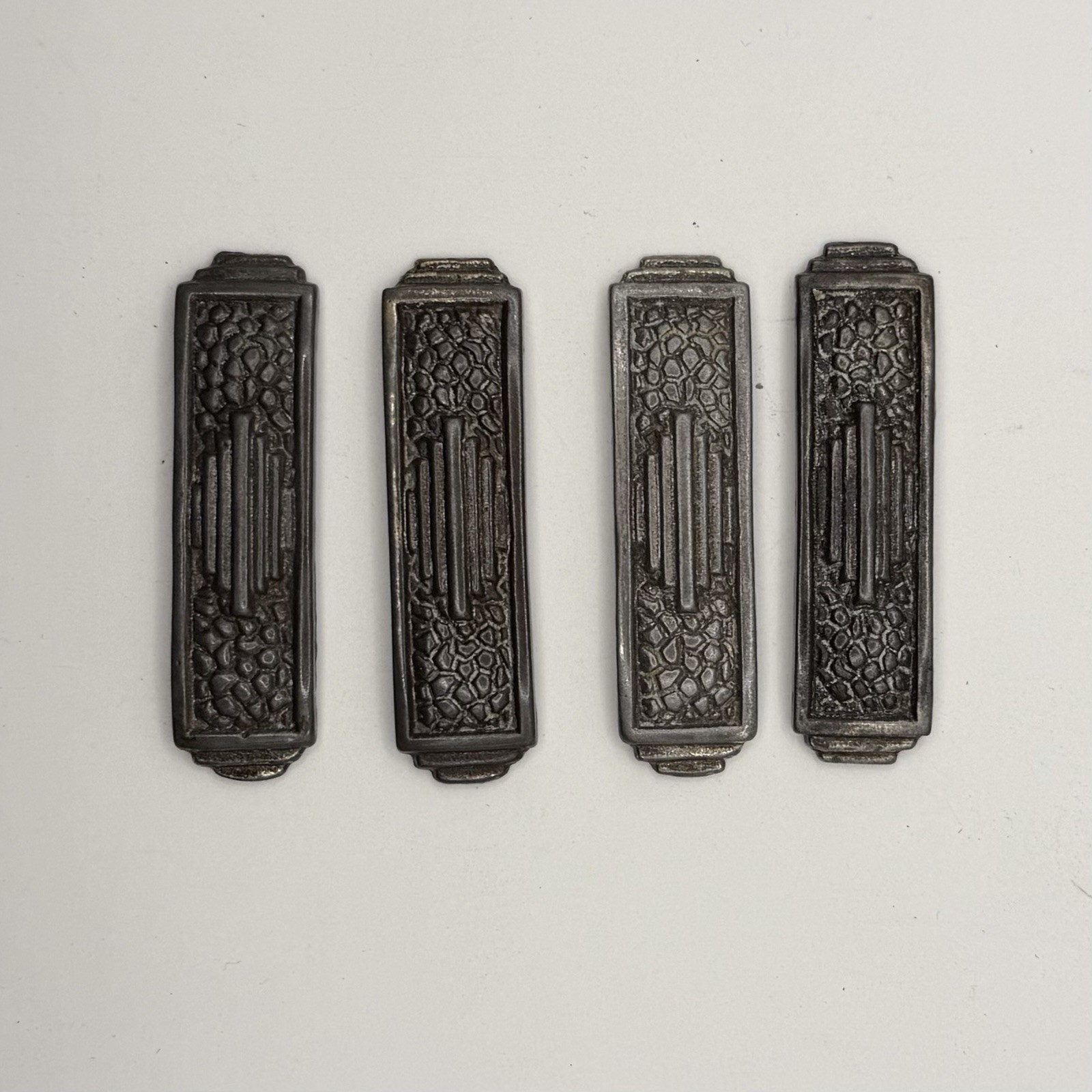 Art Deco Antique Furniture Drawer Pulls Metal Marked RP British Patent #797665