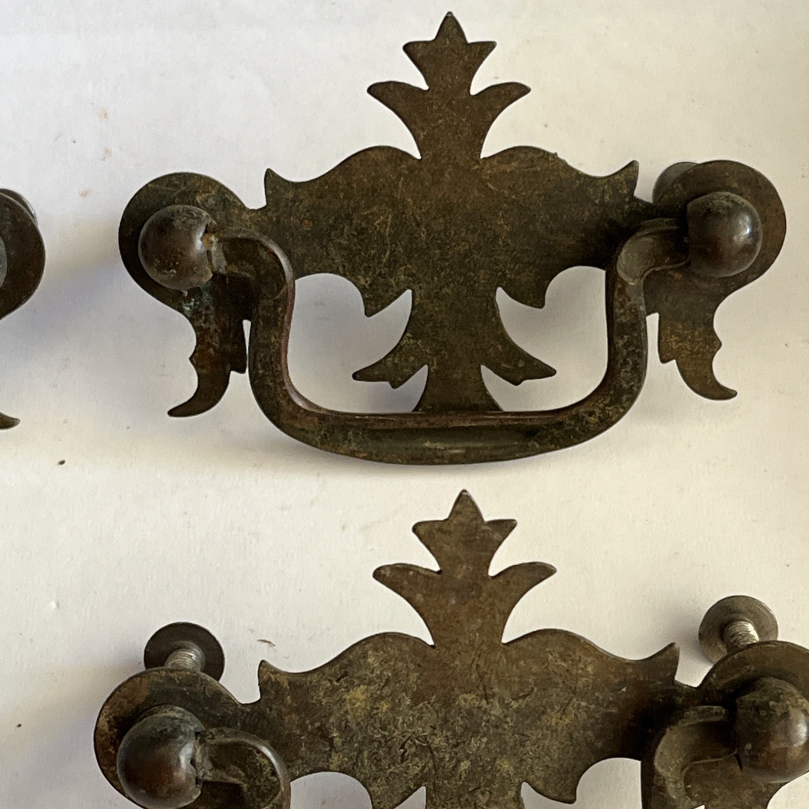 7-Vintage Batwing Chippendale Bat Wing Metal Drop Bail Pull Handles Free Ship US