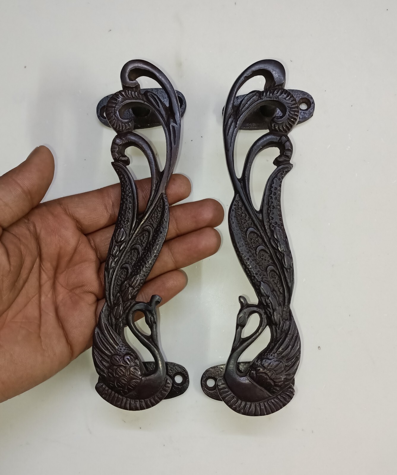 Peacock Design Cupboard Puller Brass Pheasants Bird Theme Door Handle Set AJ103