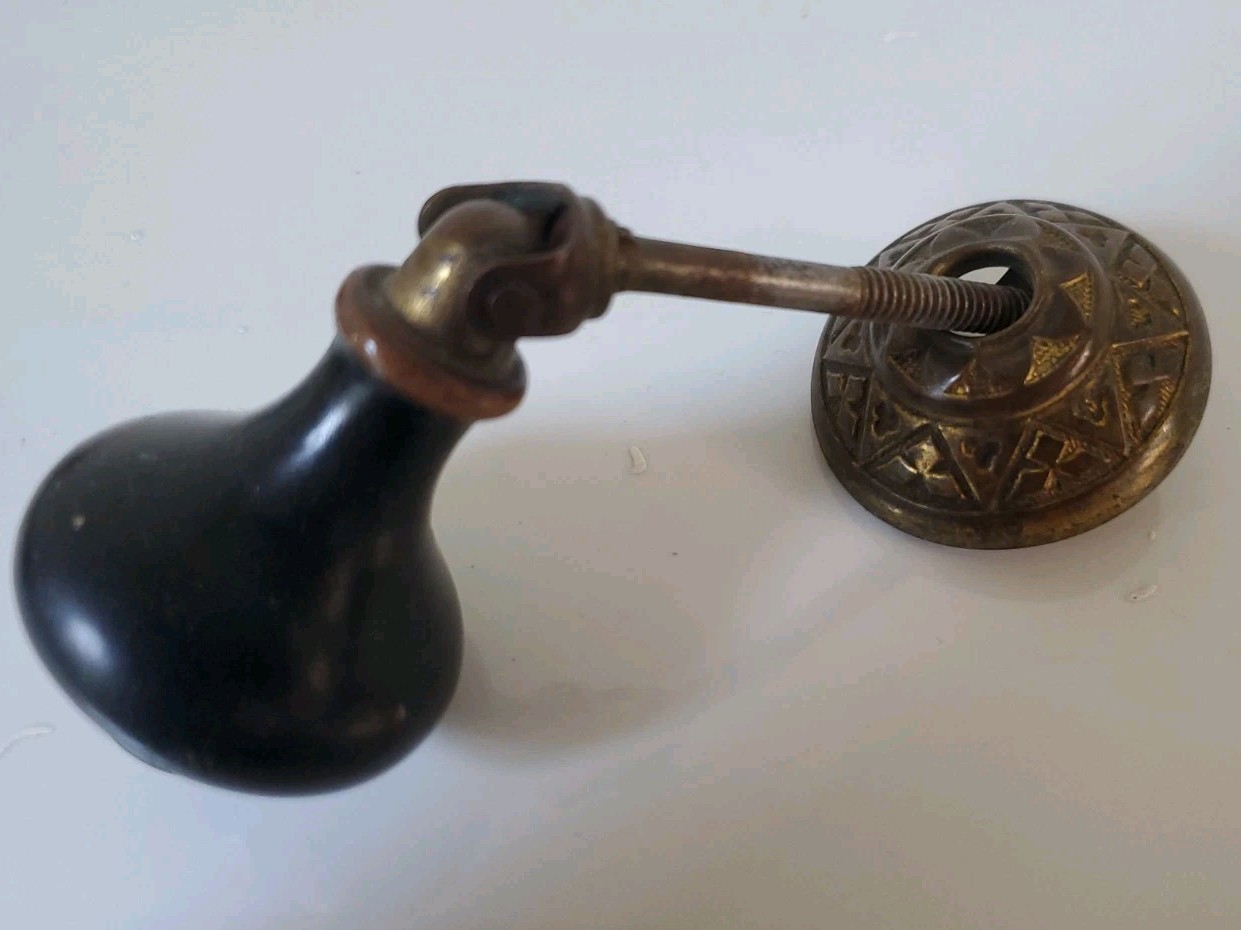 Atq Victorian Eastlake Teardrop Drawer Pulls Set 12 Black Wood & Metal + Extras