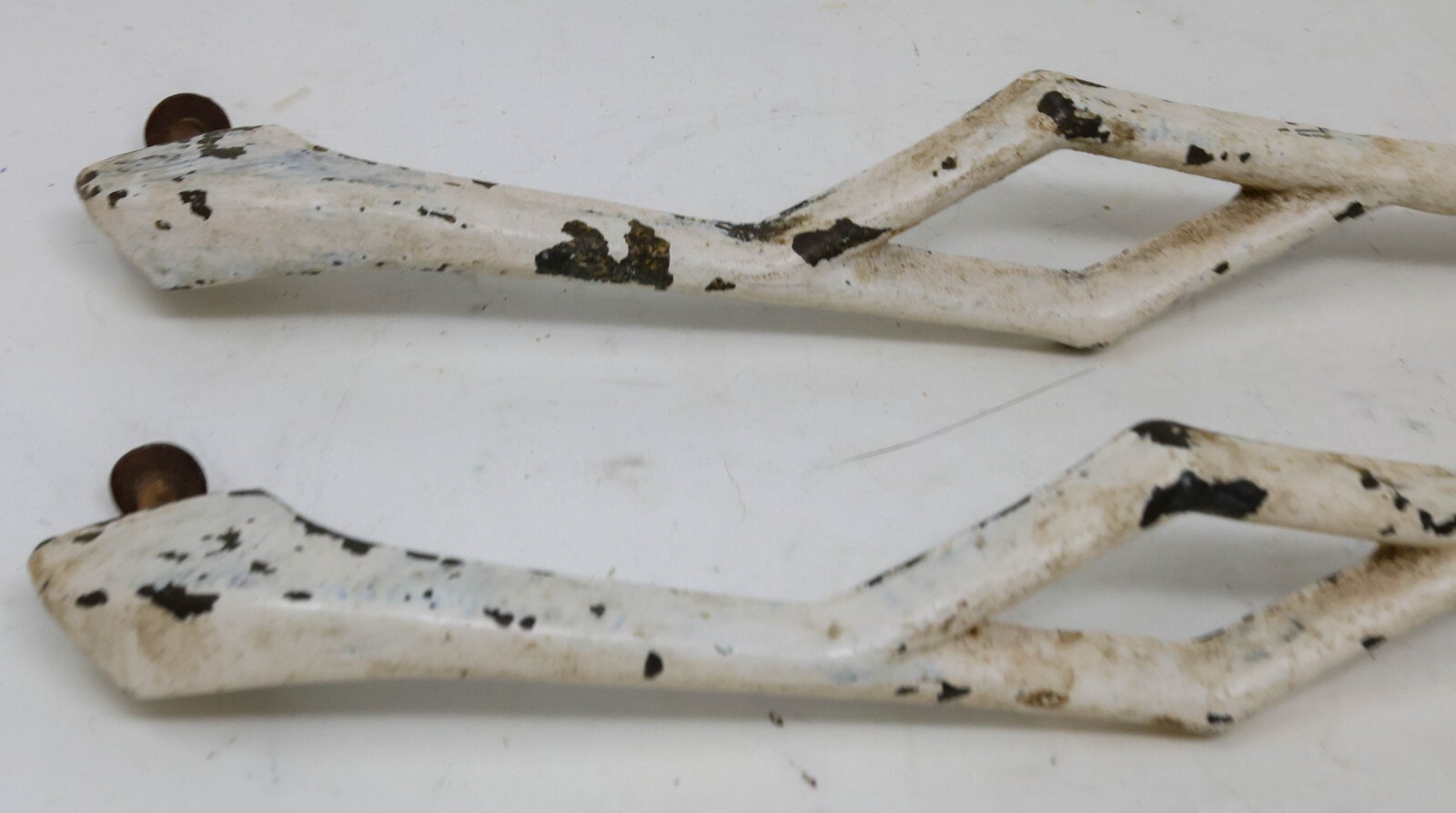 Antique Matching Pair Drawer Pulls Handles 8-1/8″ Long 7-3/8″ CTC Painted Brass