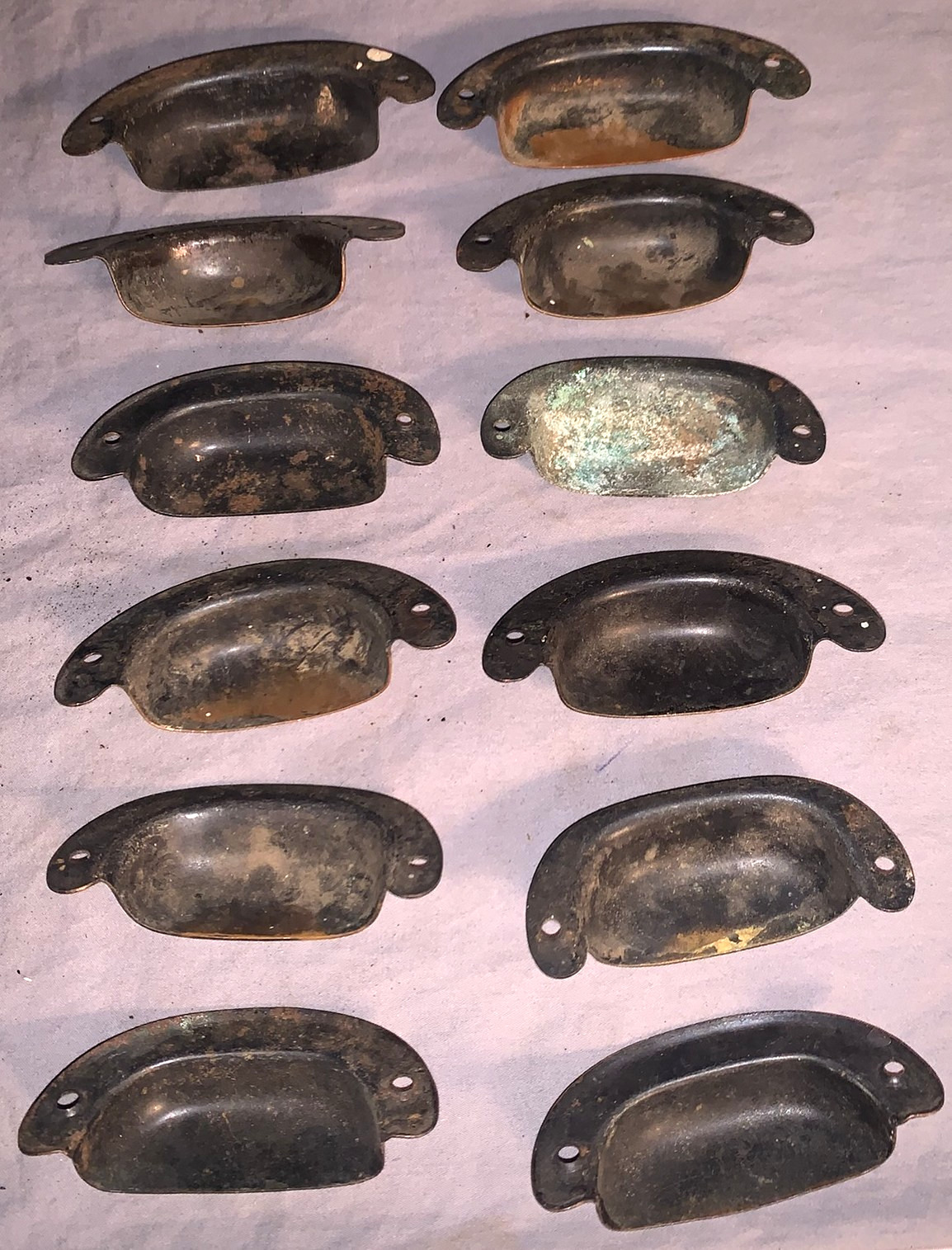 Great Lot 12 Antique Copperish Finish Bin Cabinet Pulls
