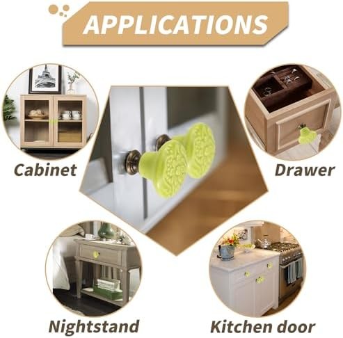 Sage Green Ceramic Knobs 10 Pack Flower Drawer Pulls Vintage Cabinet Knobs – Ant