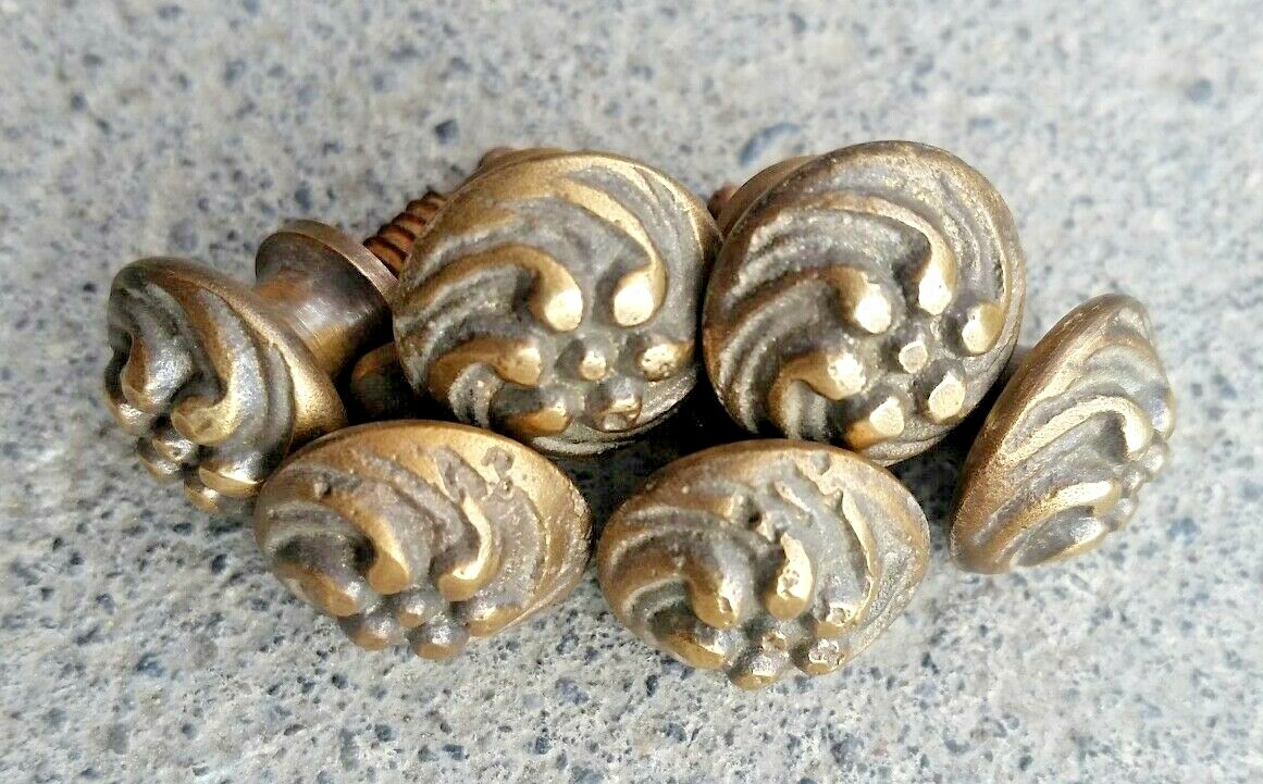 6 Sm solid Brass Floral ornate Stacking Barrister Bookcase 5/8″ Knobs Pulls #K14