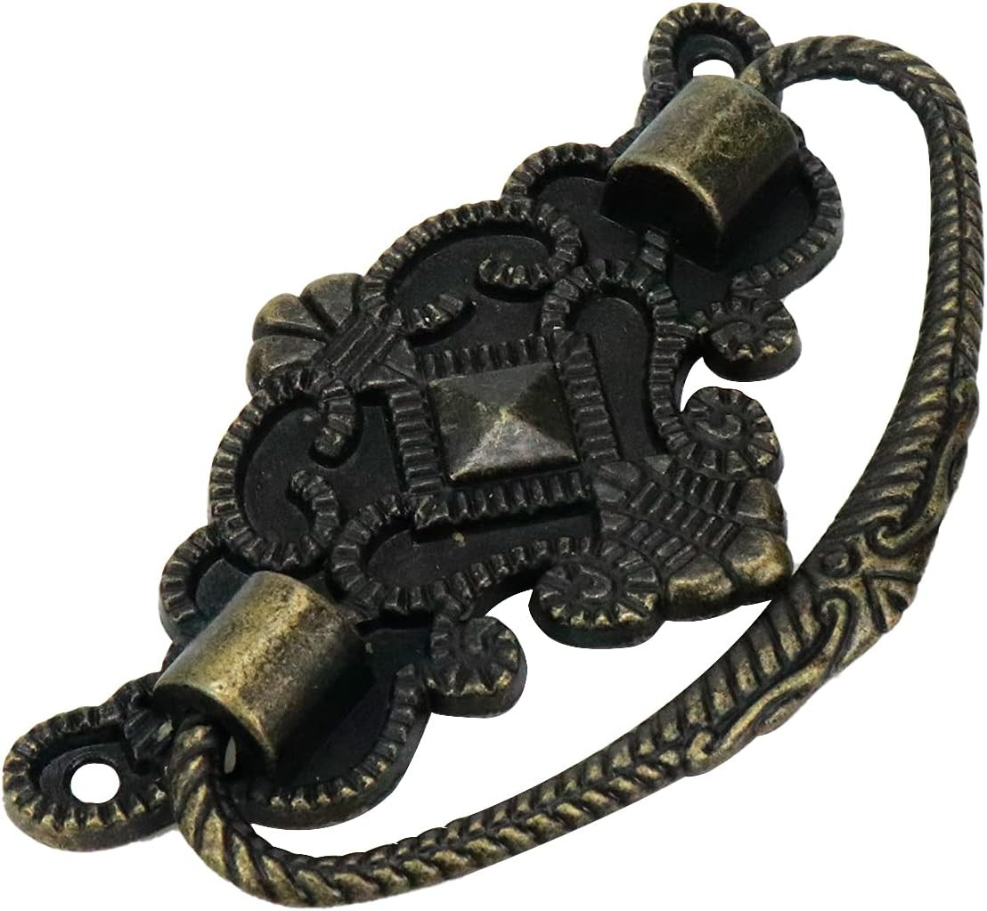 8pcs Vintage Antique Cabinet Bail Pull Handle Drop Ring Pulls 2.5″ Holes Bronze