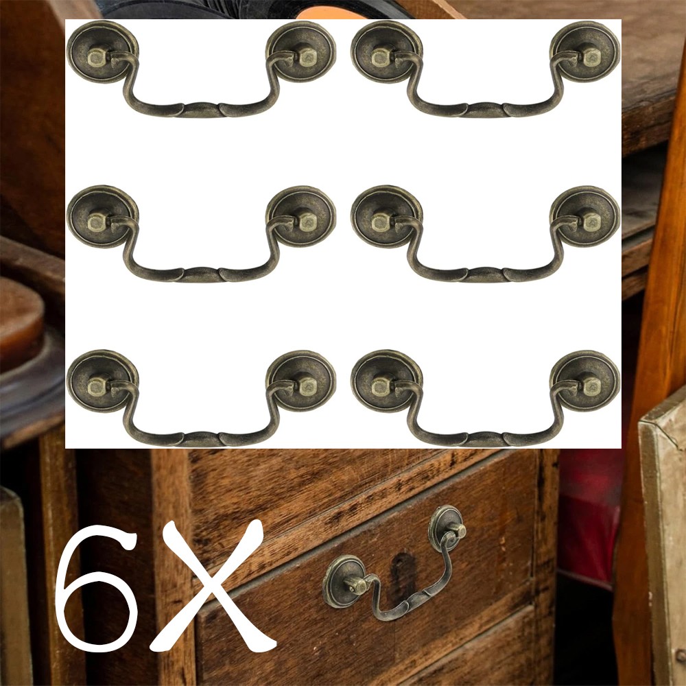 6 Pcs Antique Bail Handle Drop Pulls Vintage Bronze Drop Bail Drawer Pulls Cabin