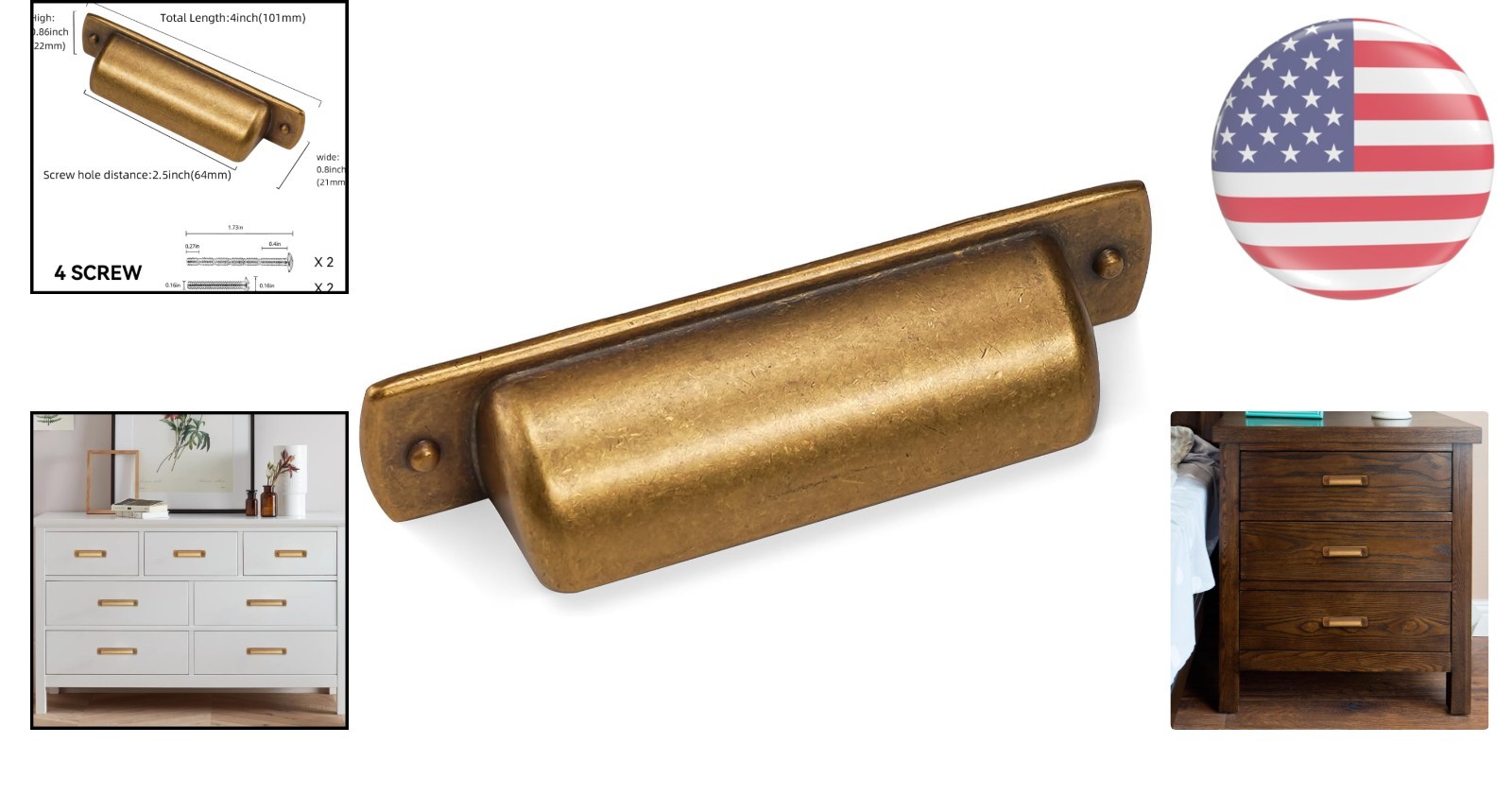 Elegant Antique Brass Cabinet Handles – 10 Pack Vintage Drawer Cup Pulls 2.5″
