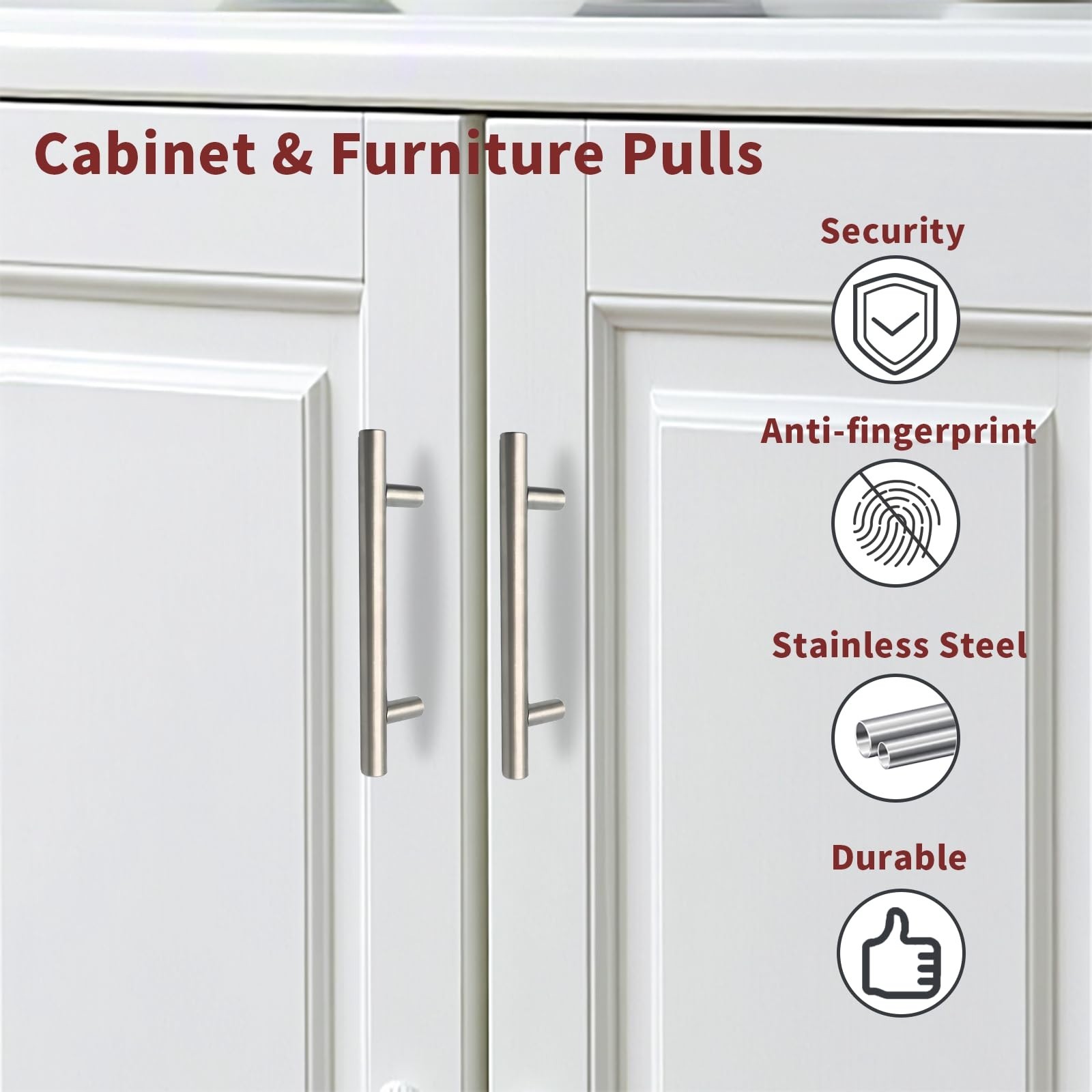 10 Pack 5 Inch Hole Center Cabinet Pulls Handles, Silver Kitchen Cabinet Pull…