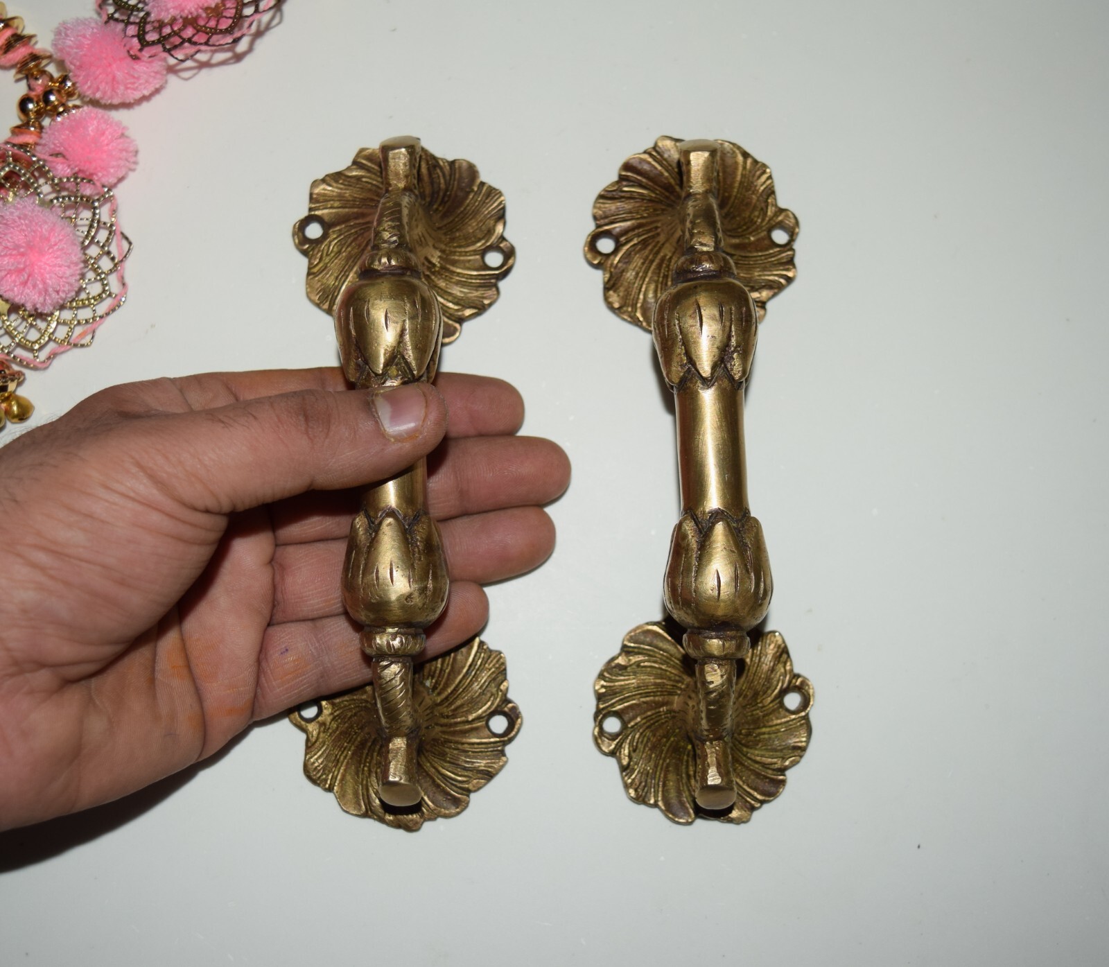 7” Inch Leaf Door Handles Brass Floral Door Furnishing Window Drawer Pull HK474