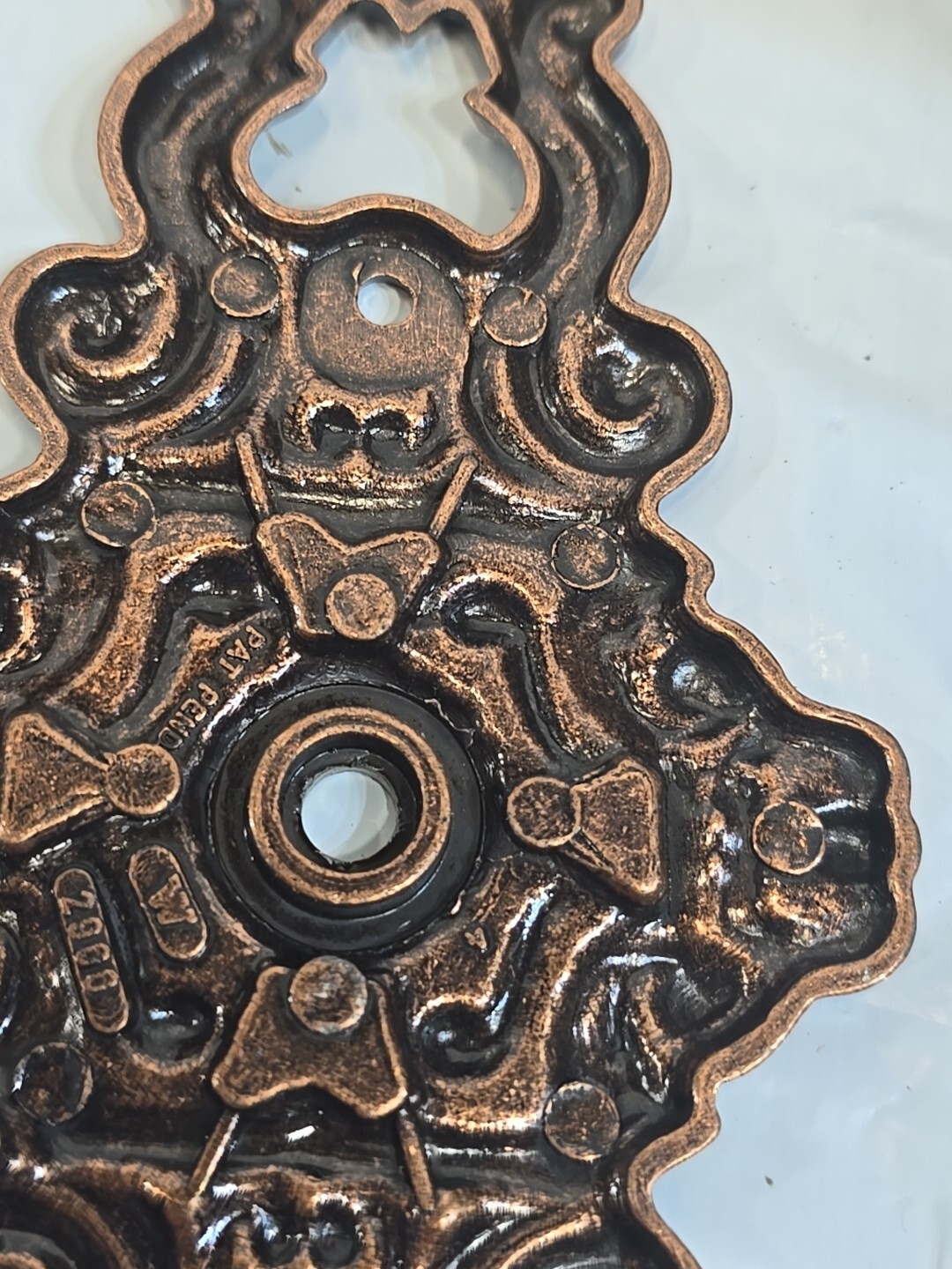 1970s Hyer Ornate Brass Cabinet Door Plate Large Hollywood Regency Vintage MCM