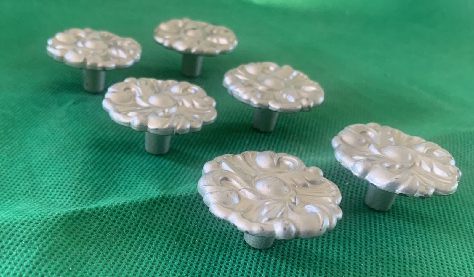 SET 6 Drawer Pull Cabinet Knob French Provincial Mid Century Modern Satin Nickel