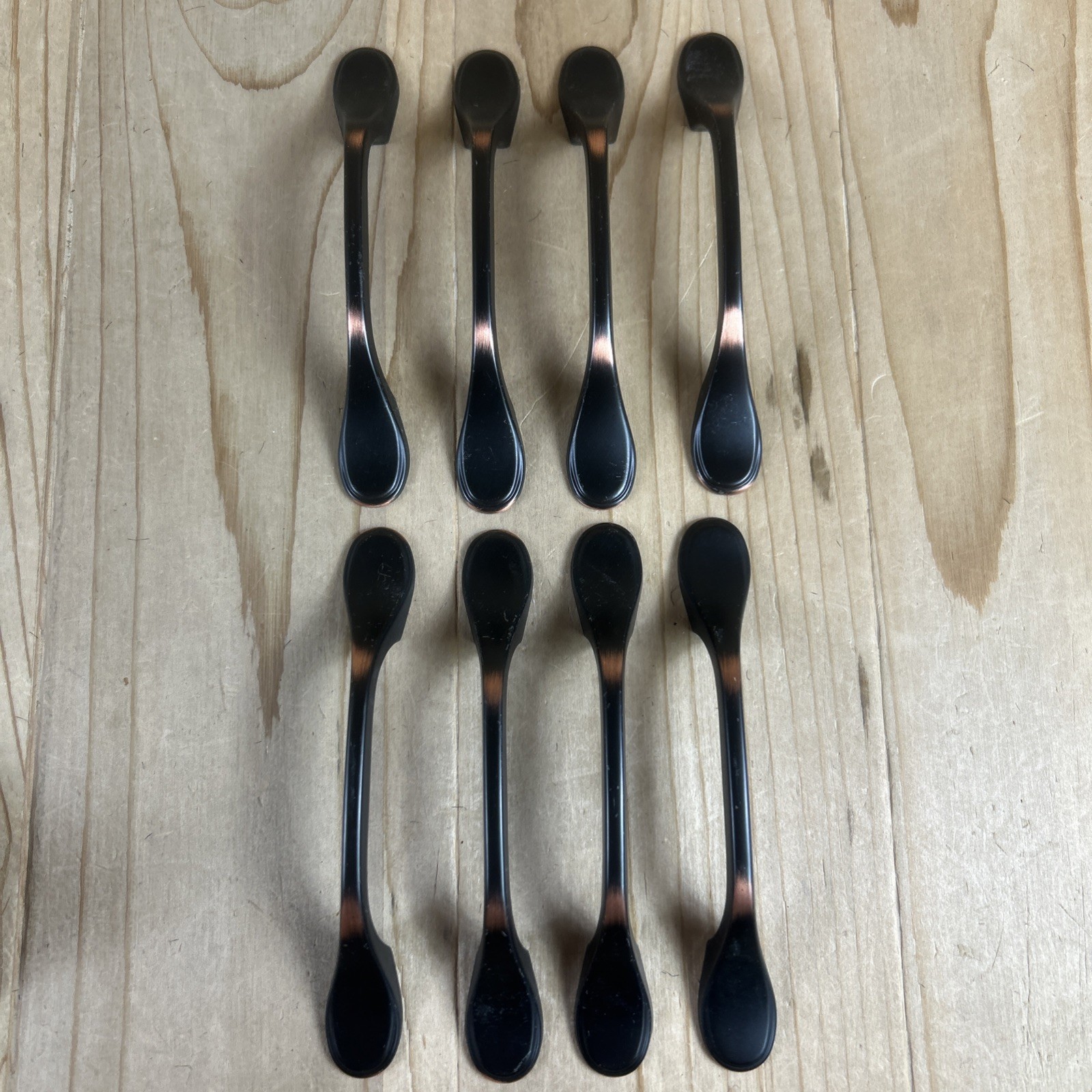 Vintage Drawer Pulls Set Of 8 Black Copper Rub Nickel 5” With New Screws