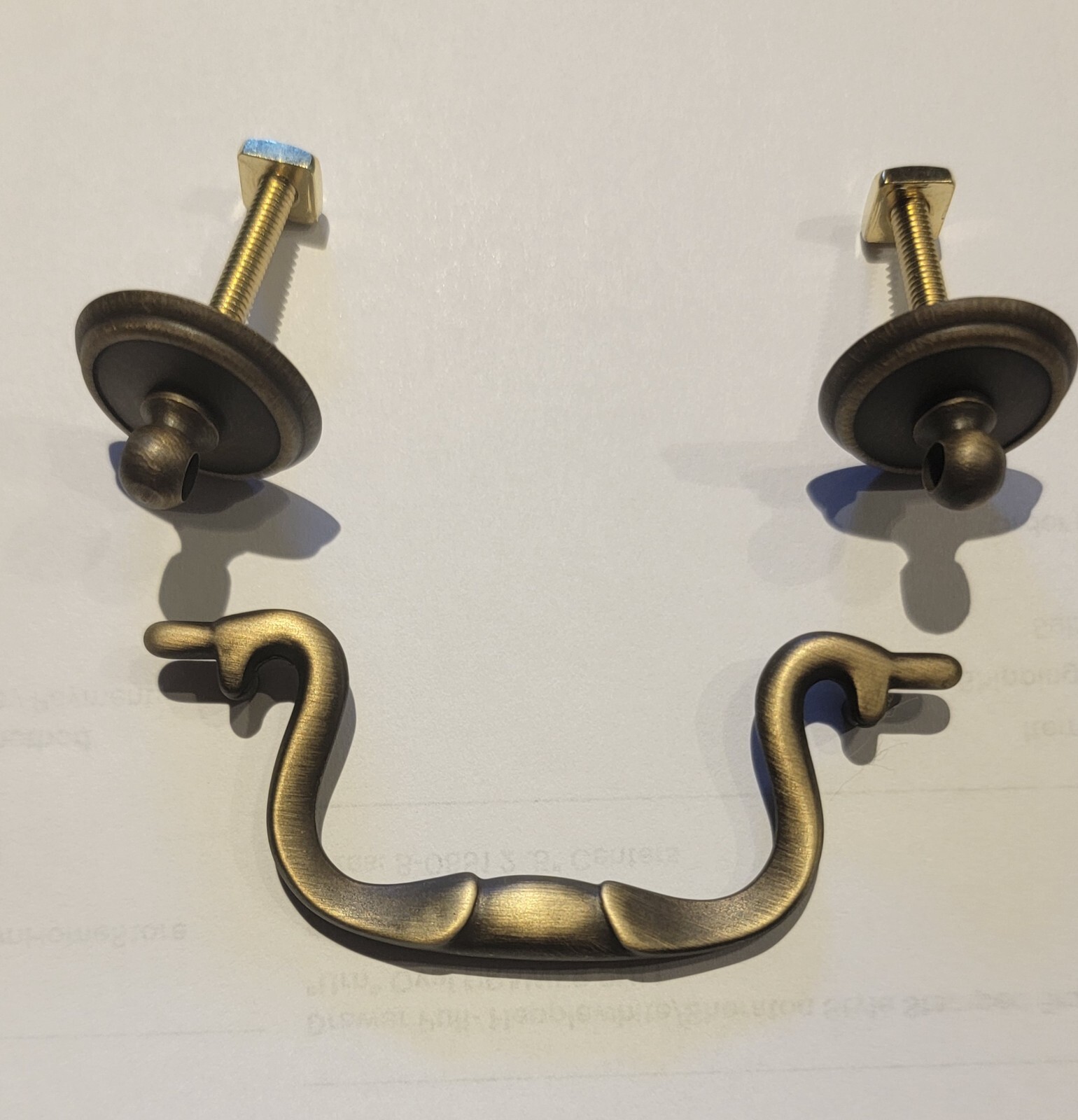 Antiqued Brass Queen Anne Drawer Pull 2 1/2″ Centers Pull Antique Style