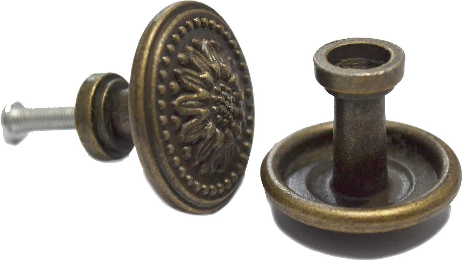 8 Pcs Round Bronze Knobs Antique Drawer Handles Vintage Decorative Floral Pulls