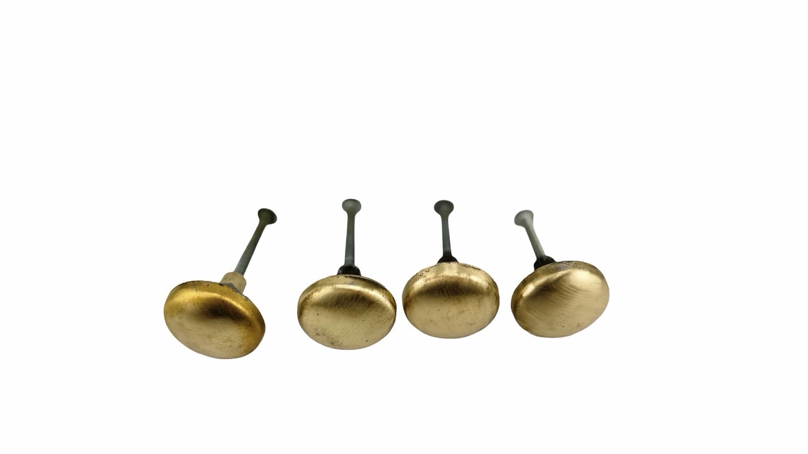 Lot of 4 Vintage Antique Brass Round Cabinet Drawer Knobs Pulls 1.25” Furniture