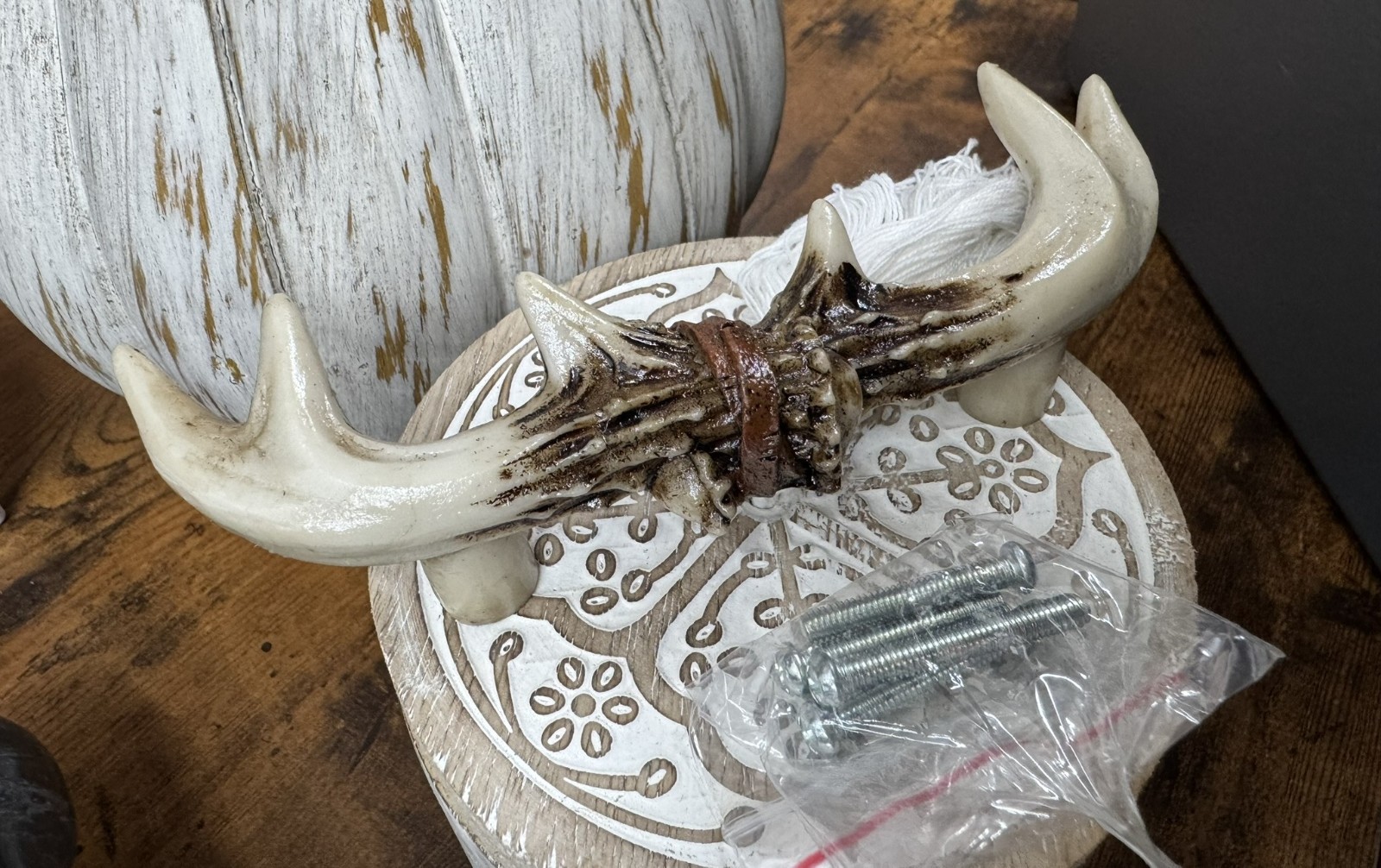 Set of 2 Western Rustic Deer Antlers Door Pull Furniture Hardware Bar Handles