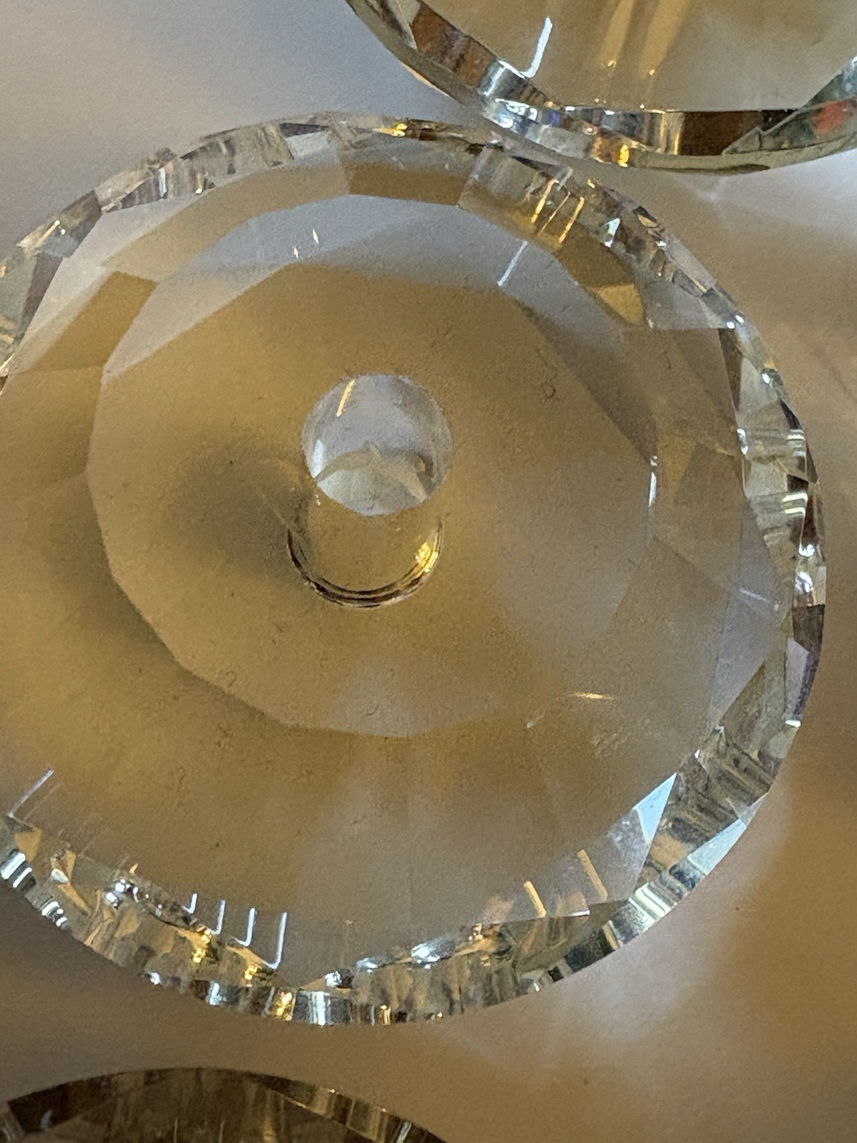 10 Crystal Glass Diamond Shaped Cabinet or Drawer Knobs 2 3/8 Inches Diameter