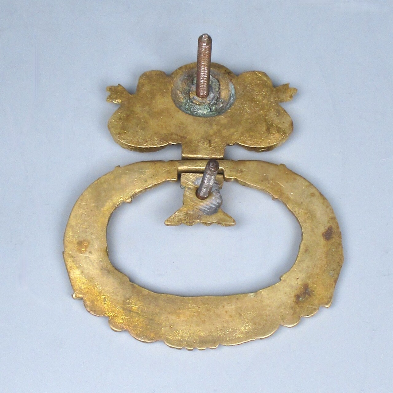 Antique French Gilded Bronze Drawer Pull, Flowers, Roses, Cornucopia