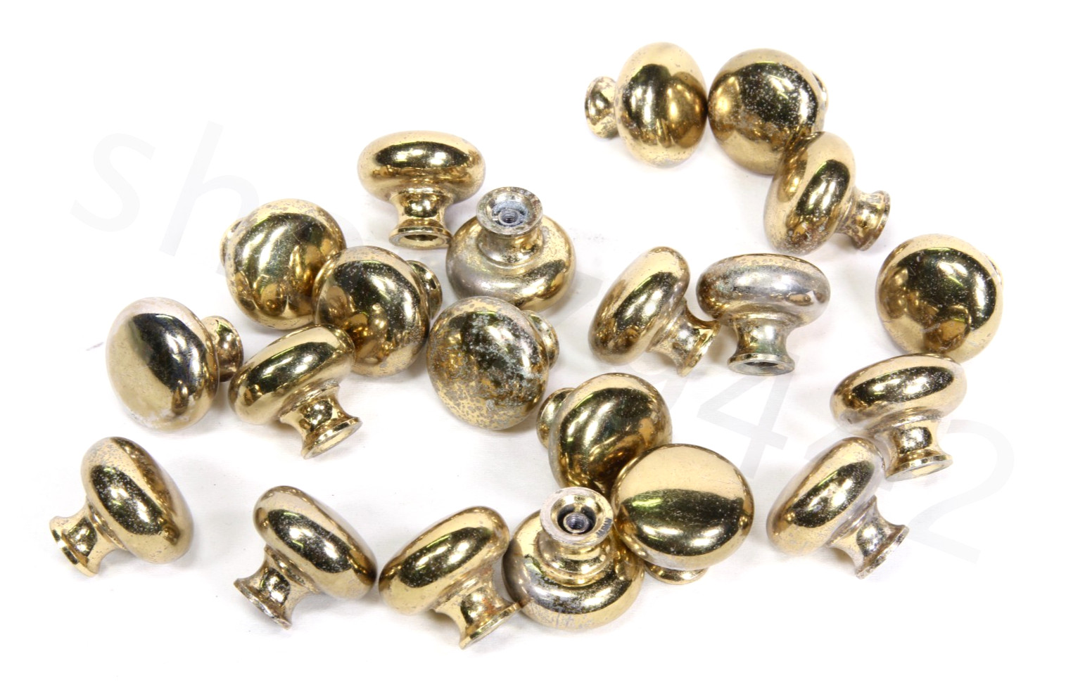 BRASS Knob Solid 1.3″ Round Vintage Cabinet Drawer Pulls Unrestored (LOT OF 21)